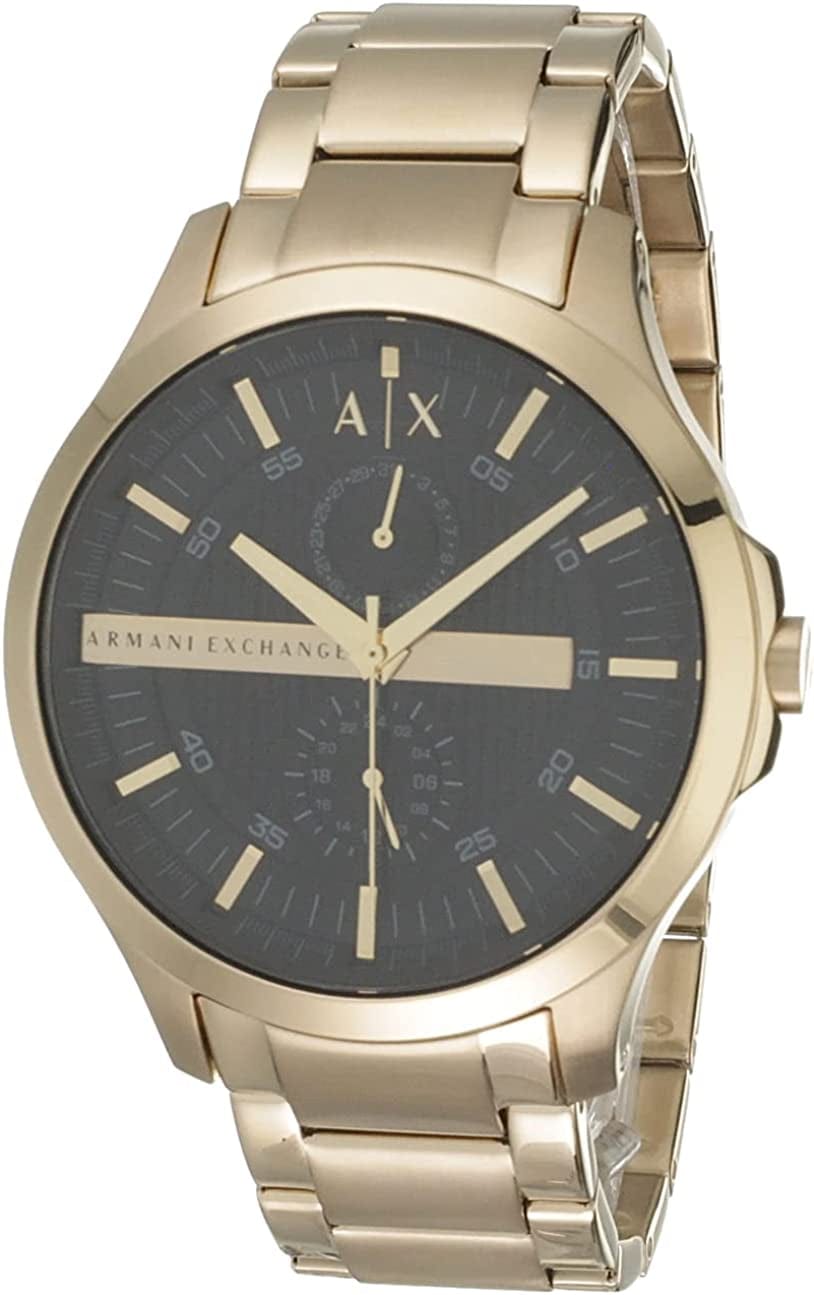 Armani Exchange Black Dial Gold PVD Mens Watch AX2122