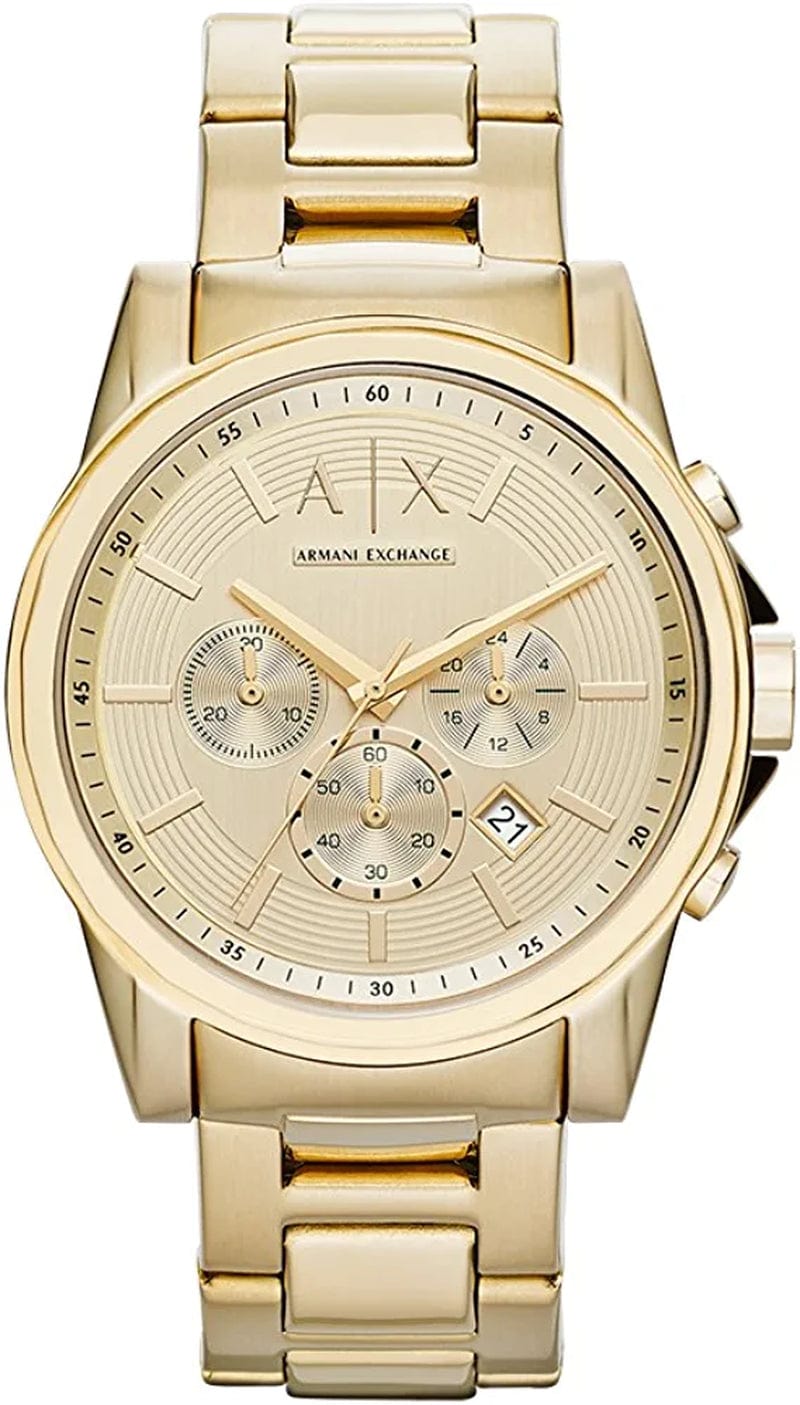 Armani Exchange Men'S Chronograph Dress Watch with Leather, Steel or Silicone Band Gold/Gold