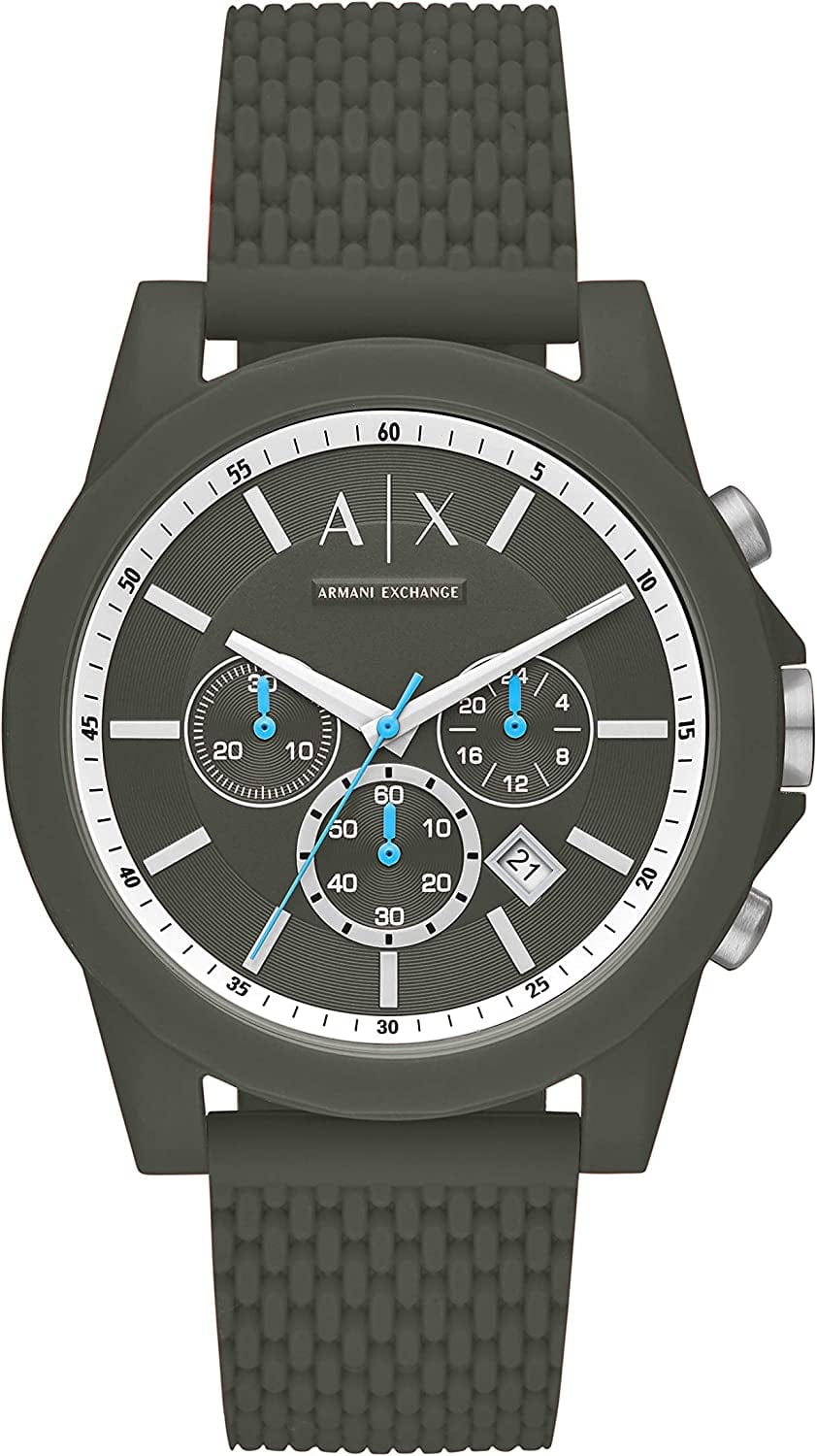 Armani Exchange Men'S Chronograph Dress Watch with Leather, Steel or Silicone Band Green Silicone