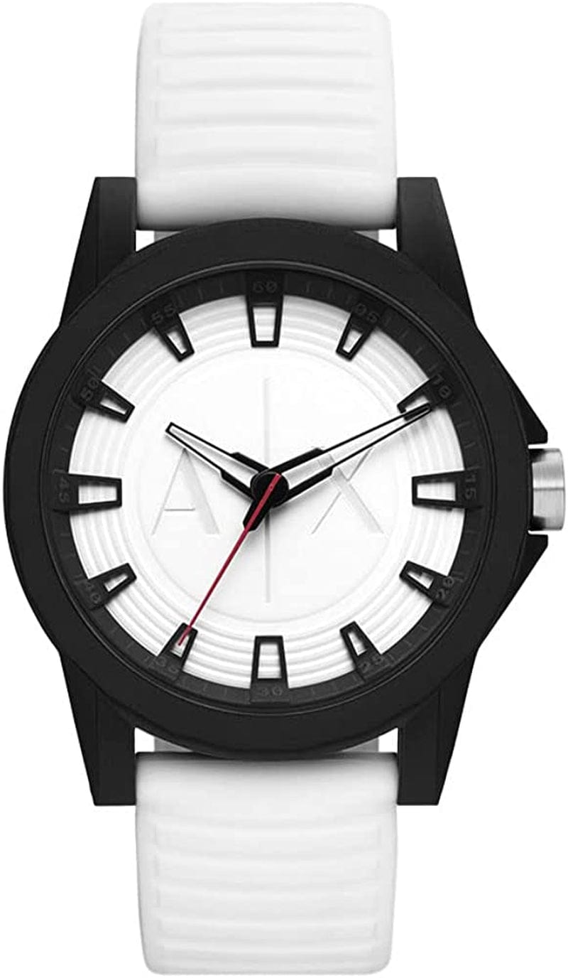 Armani Exchange Men'S Chronograph Dress Watch with Leather, Steel or Silicone Band White Silicone