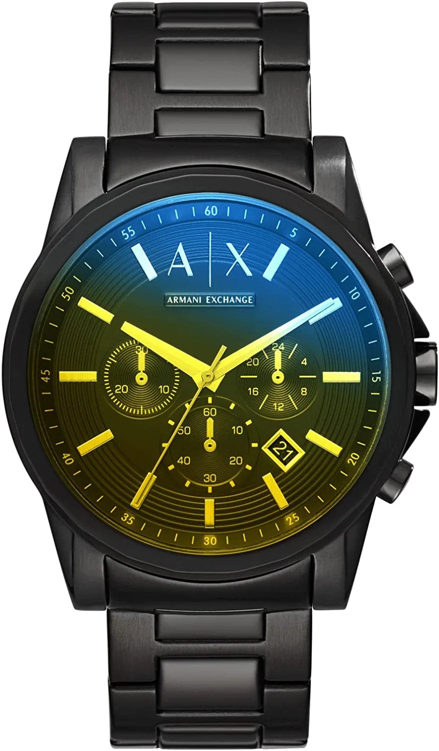 Armani Exchange Men'S Chronograph Dress Watch with Leather, Steel or Silicone Band Black/Iridescent