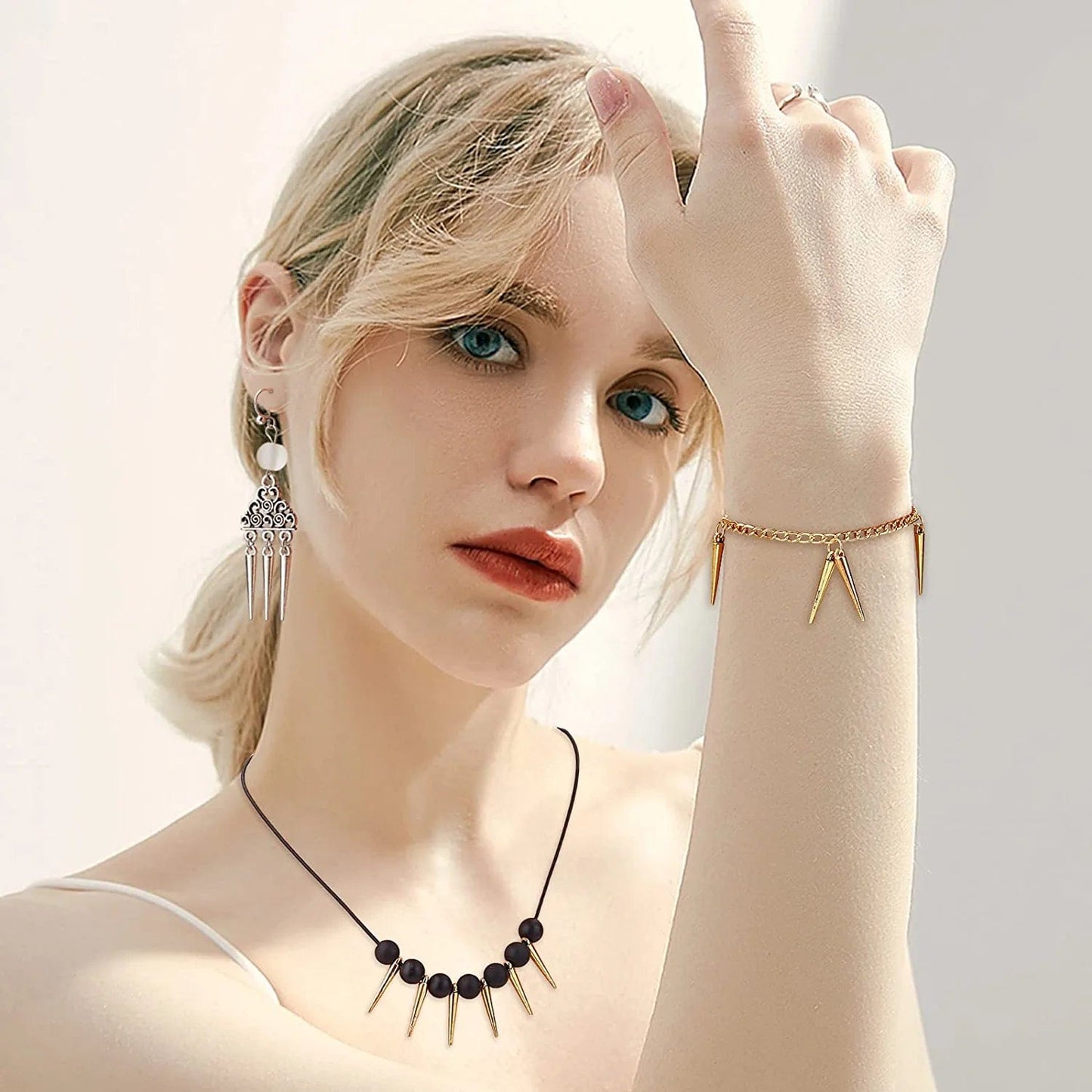 Arricraft 128 Pcs 8 Colors Spike Beads Pendants, Tibetan Style Alloy Spike Charms Antique Long Stick Bullet Pendants Jewelry Making Supplies for DIY Necklace Bracelet Earrings