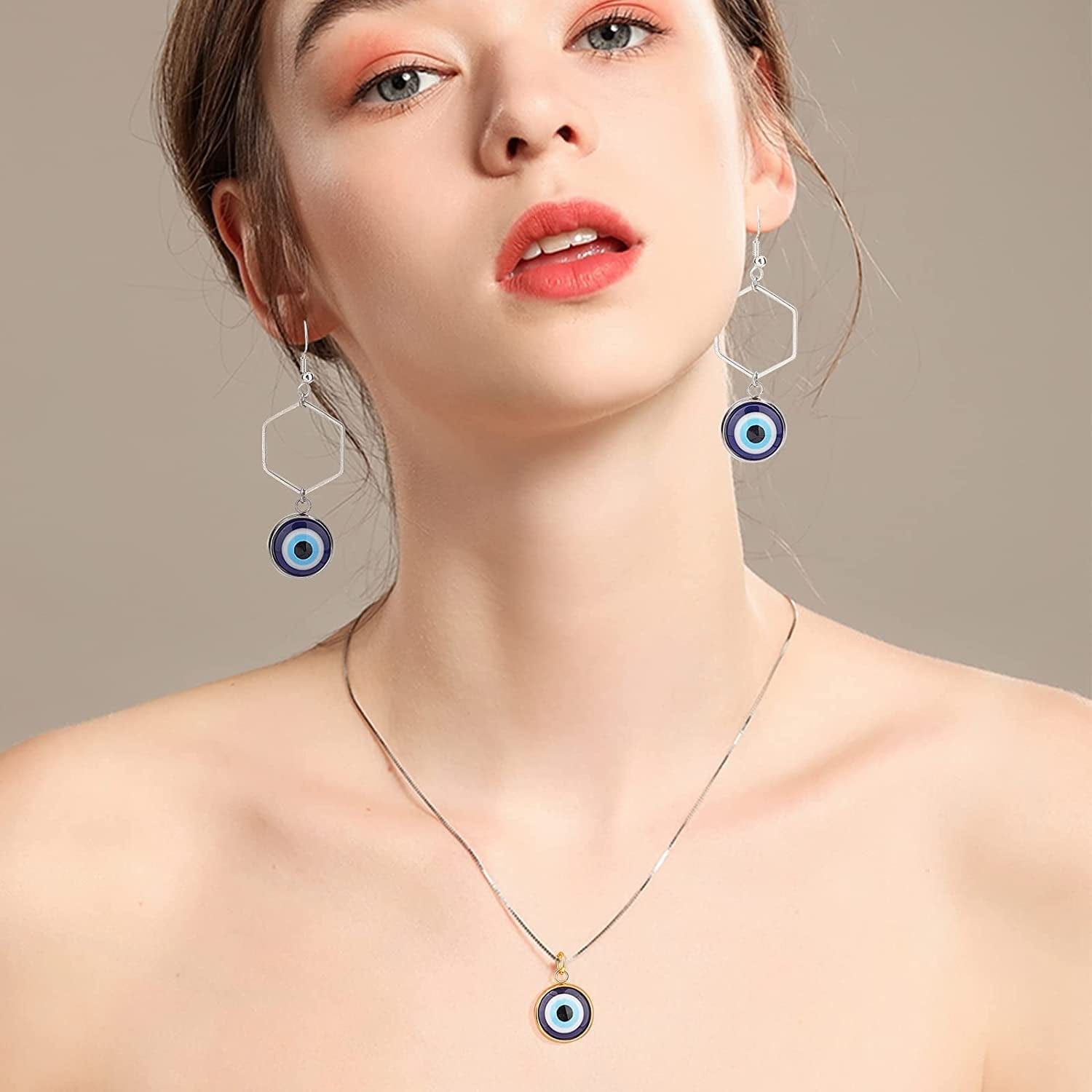 Arricraft 20 Pcs Evil Eye Charm, Evil Eye Pendant Charms Blue Resin Beads Pendants for DIY Necklace Bracelet Jewelry Making