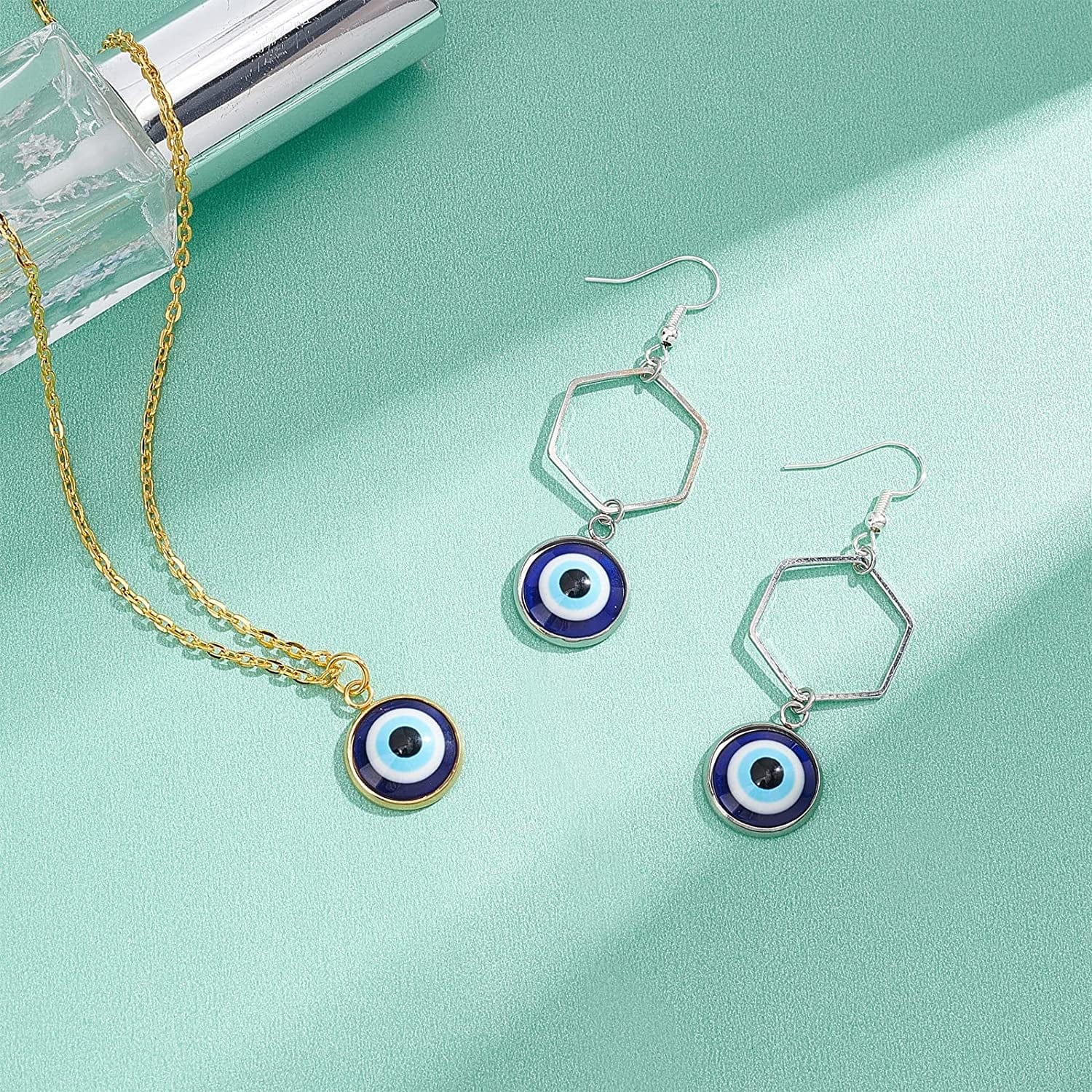 Arricraft 20 Pcs Evil Eye Charm, Evil Eye Pendant Charms Blue Resin Beads Pendants for DIY Necklace Bracelet Jewelry Making