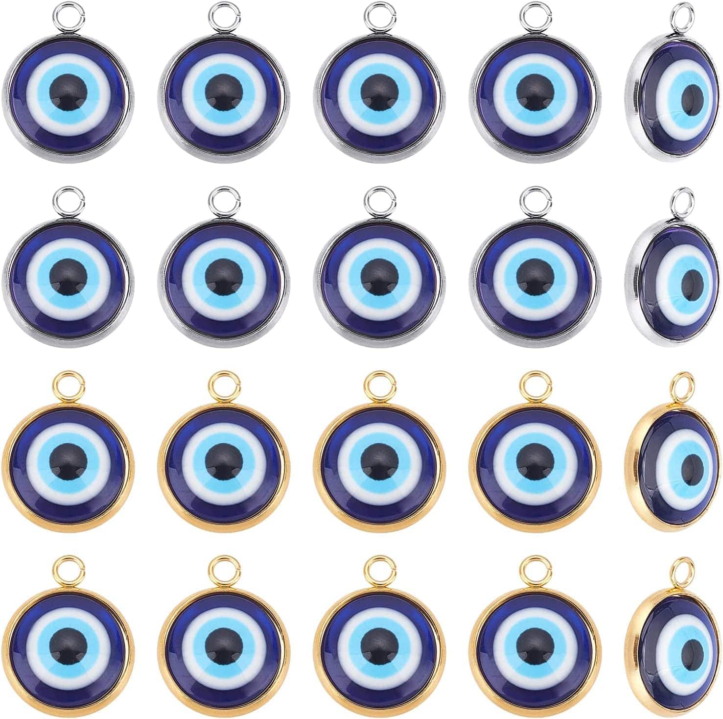 Arricraft 20 Pcs Evil Eye Charm, Evil Eye Pendant Charms Blue Resin Beads Pendants for DIY Necklace Bracelet Jewelry Making