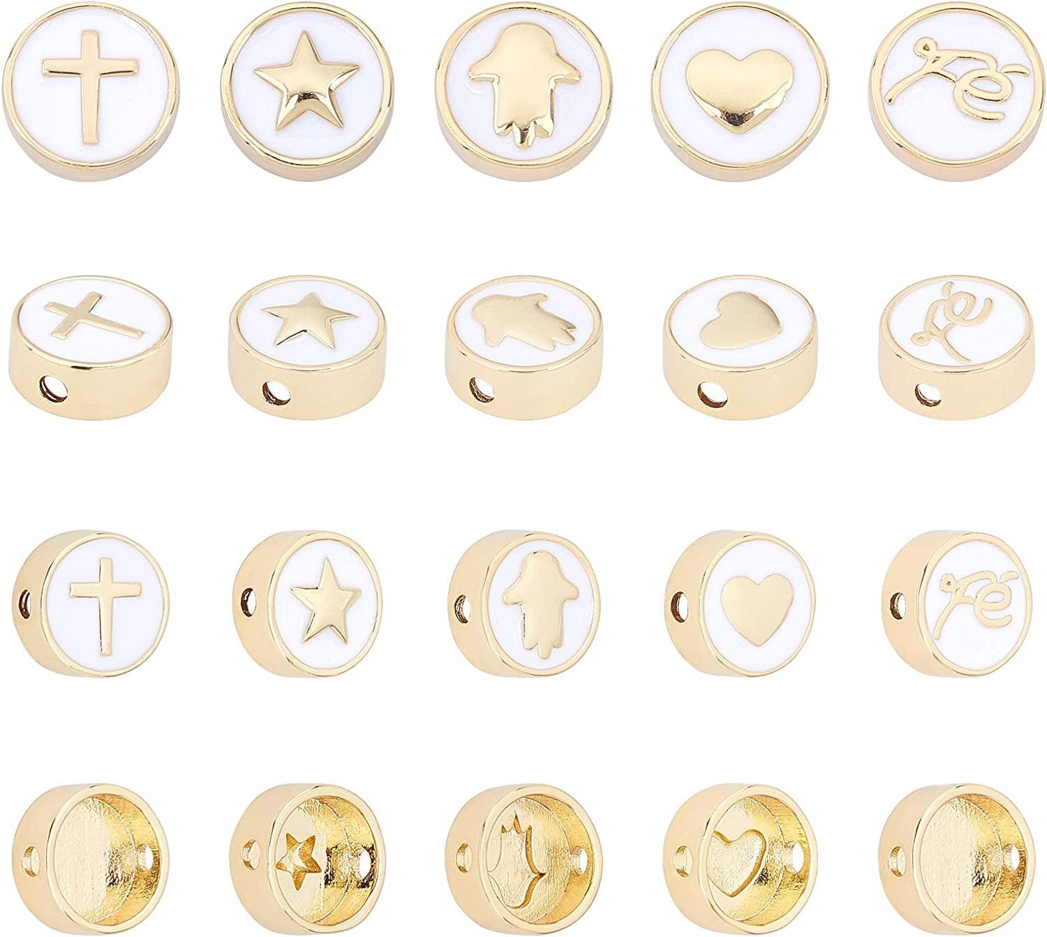 Arricraft 90 Pcs Transparent Glass Butterfly Wings Charms Pendants for Necklace Bracelets Jewelry Making (Mixed Color) Flat Round with Symbol