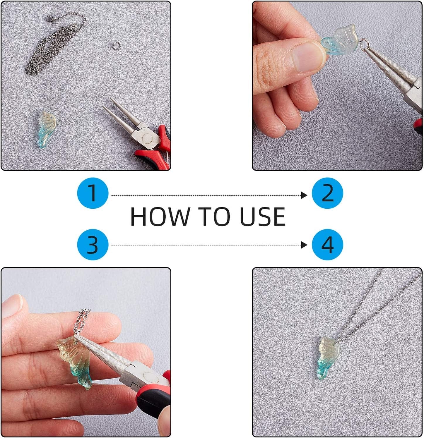 Arricraft 90 Pcs Transparent Glass Butterfly Wings Charms Pendants for Necklace Bracelets Jewelry Making (Mixed Color)