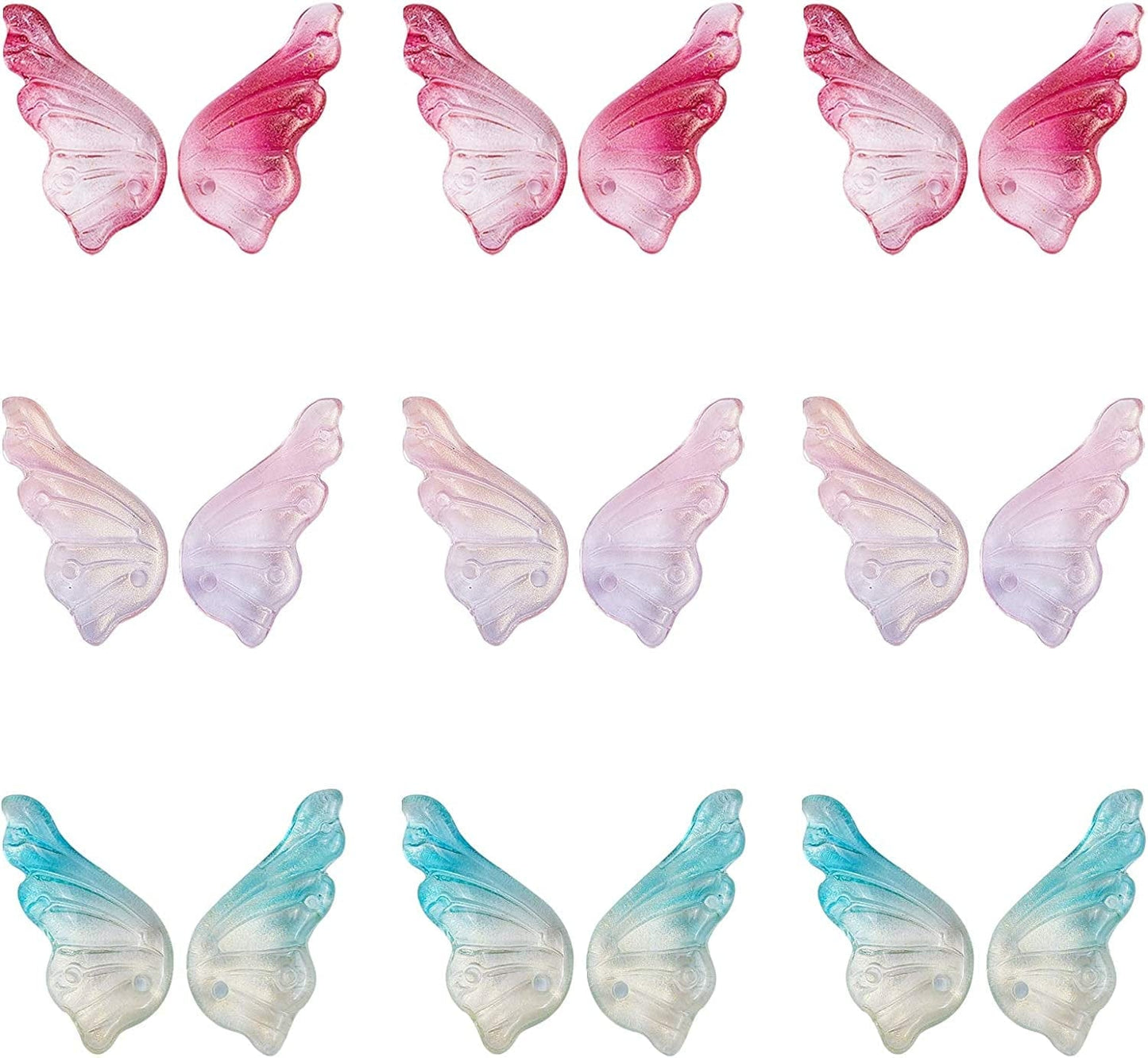Arricraft 90 Pcs Transparent Glass Butterfly Wings Charms Pendants for Necklace Bracelets Jewelry Making (Mixed Color) Butterfly Wings