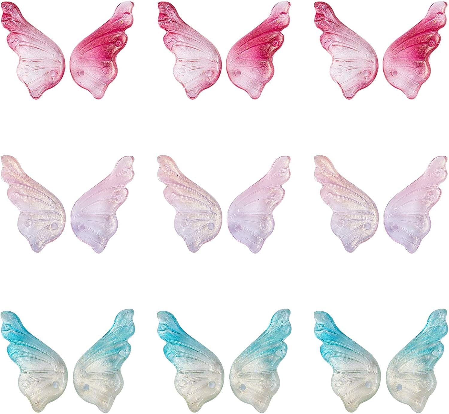 Arricraft 90 Pcs Transparent Glass Butterfly Wings Charms Pendants for Necklace Bracelets Jewelry Making (Mixed Color) Butterfly Wings