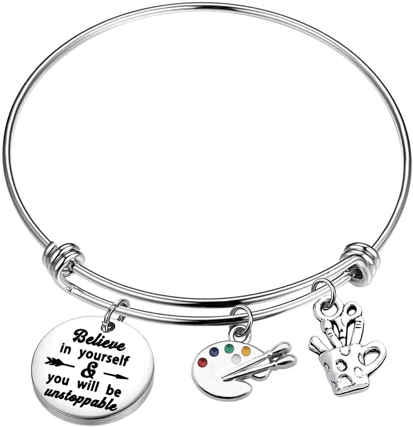 Artist Paint Brush Earrings Paint Palette Charm Earrings Colorful Painter Jewelry Artist Gift Art Teacher Gifts Artist Wire bracelet