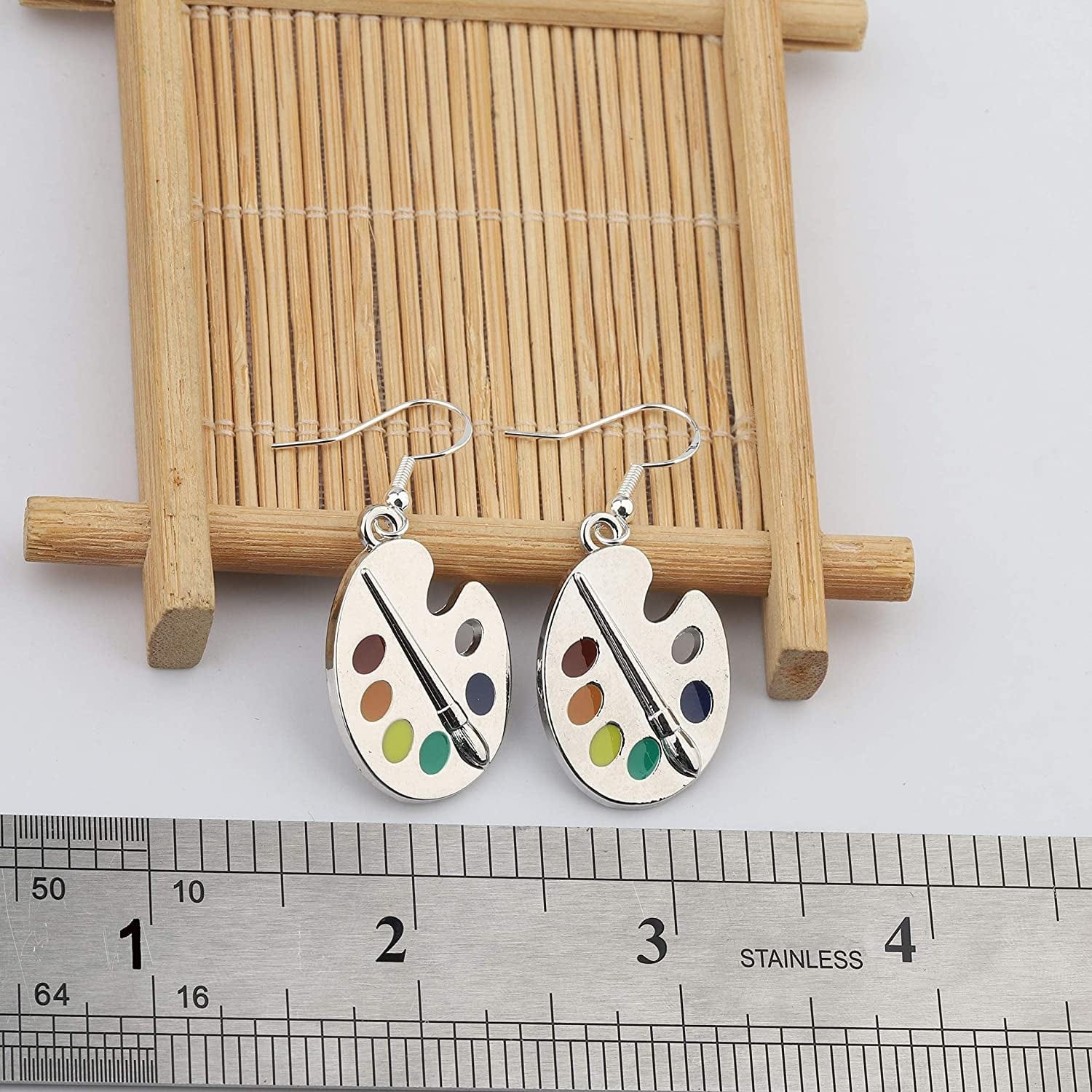 Artist Paint Brush Earrings Paint Palette Charm Earrings Colorful Painter Jewelry Artist Gift Art Teacher Gifts