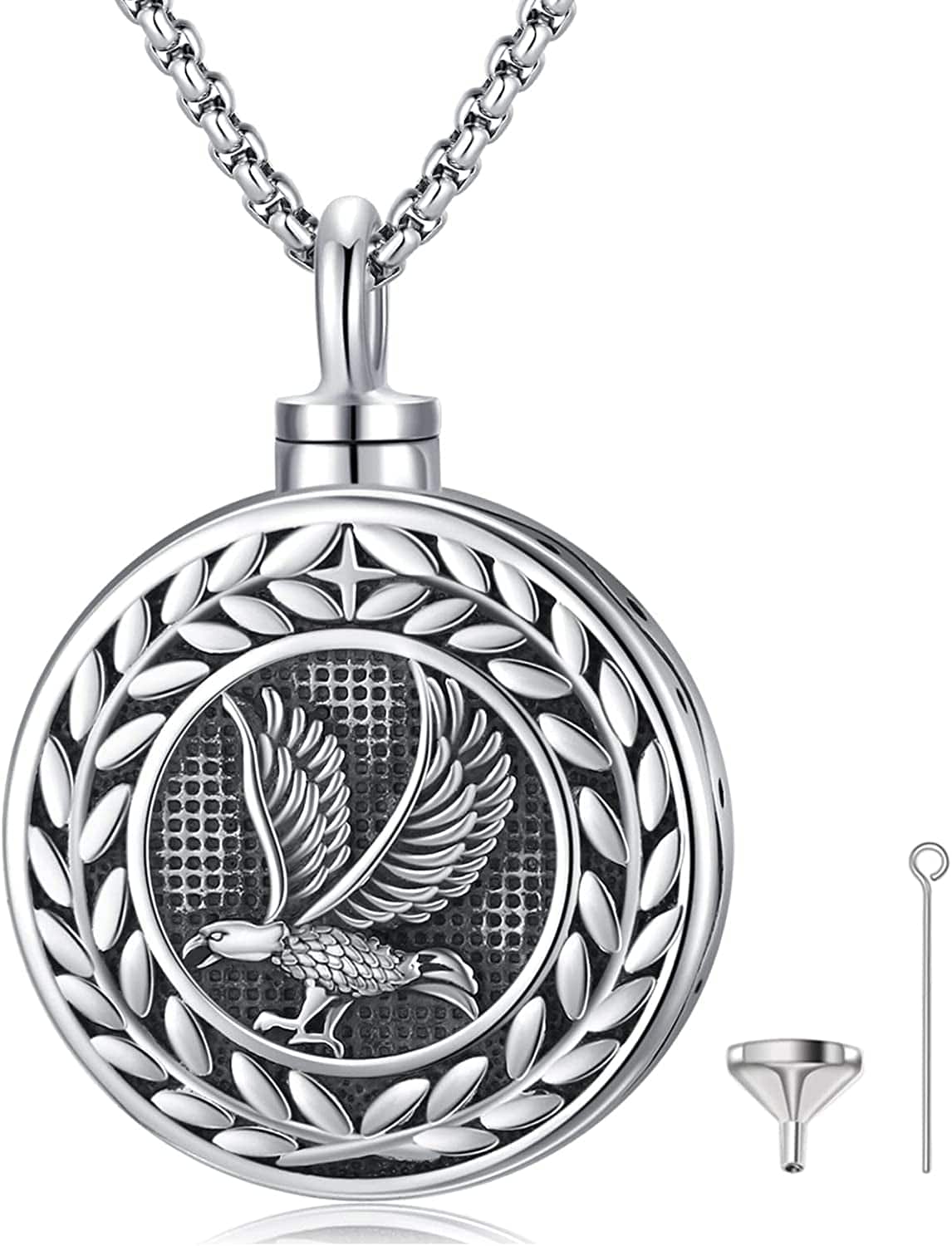 Ashes Necklace 925 Sterling Silver Cremation Jewelry Memorial Necklace Urn for Human Ashe of Loved Ones Keepsake Lockets for Ashes Holder Pet Dog Heart Urn Jewelry V-Eagle