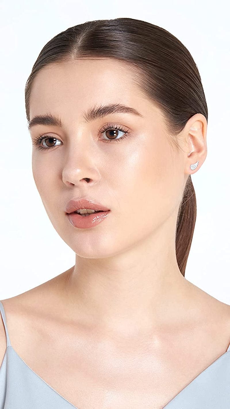 AUBE JEWELRY Hypoallergenic 925 Sterling Silver Cubic Zirconia Angel Wing Stud Earrings Adorned for Women