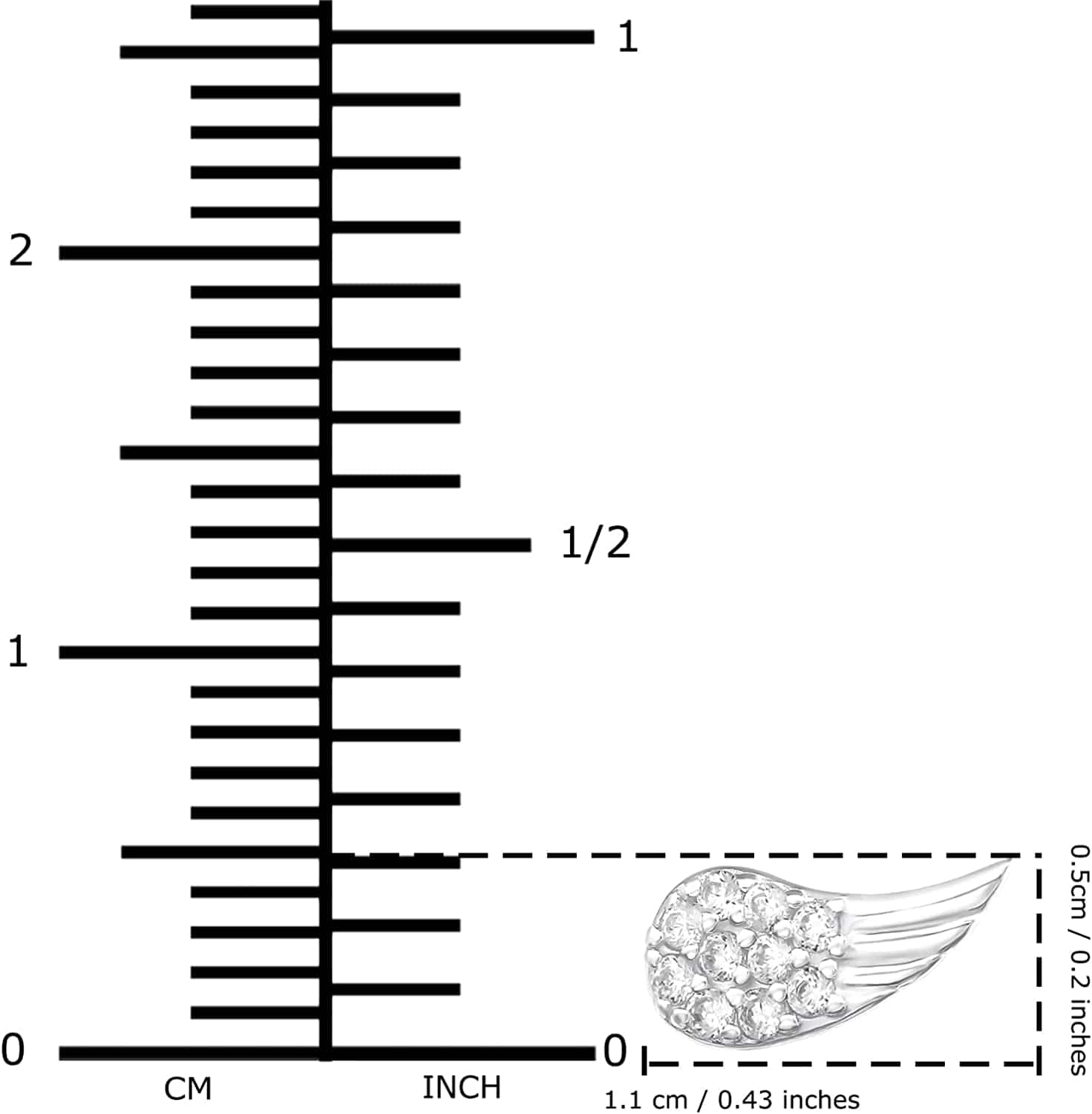 AUBE JEWELRY Hypoallergenic 925 Sterling Silver Cubic Zirconia Angel Wing Stud Earrings Adorned for Women