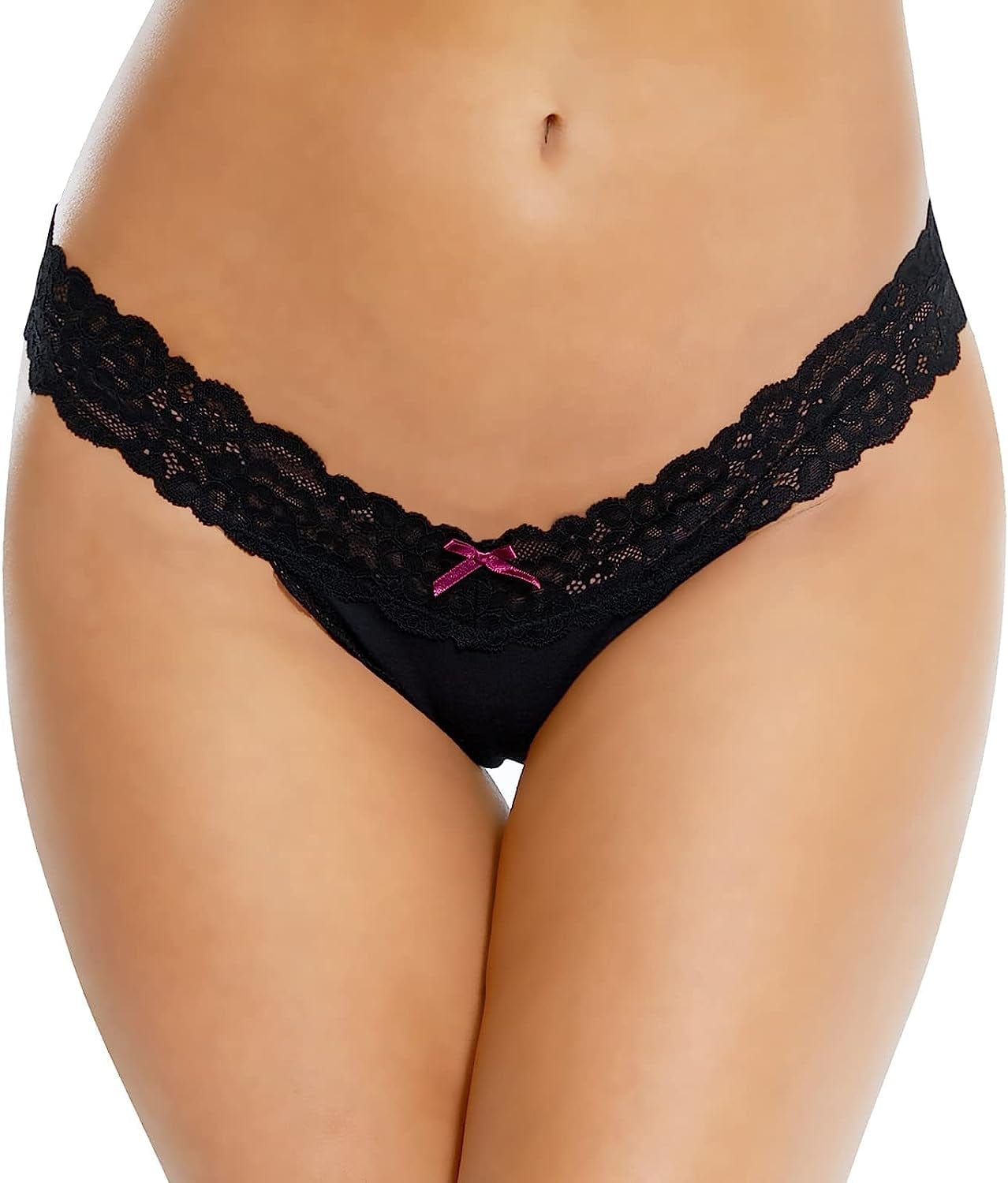 Aukivon Womens Thong, T Back Lace Low Waist Cotton Seamless Thongs for Women Underwear