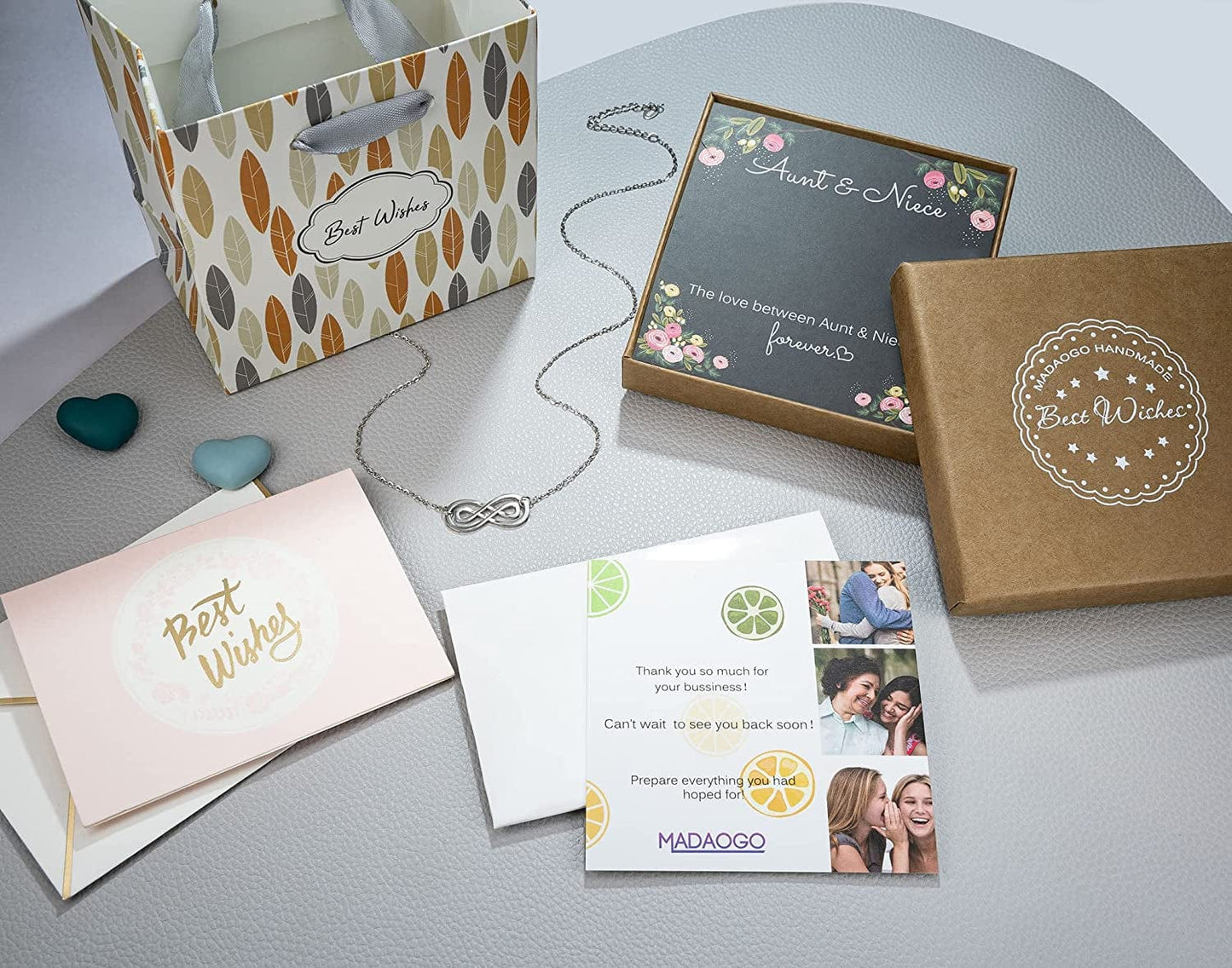 Aunt Niece Necklace, 925 Sterling Silver Infinity Necklace for Women, Niece Gifts from Aunt, Mothers Day Jewelry Birthday Gift for Aunt and Niece