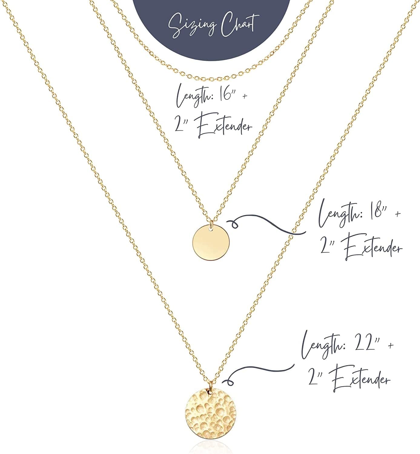 Ava Riley Layered Necklace Dainty Disc Chokers Necklace 14K Real Gold Plated Layering Necklaces Jewelry for Women