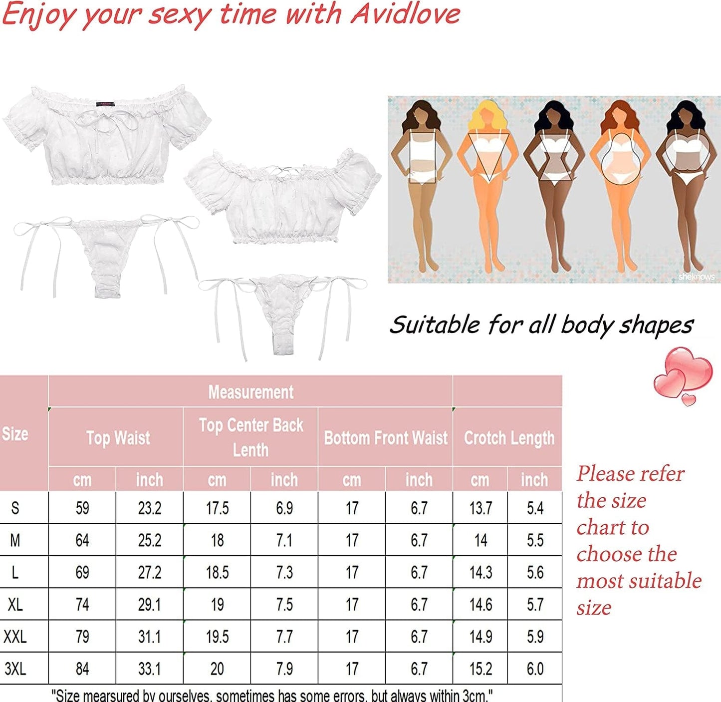 Avidlove Bra and Panty Set Ruffle Lingerie Set Mesh Babydoll Chemise