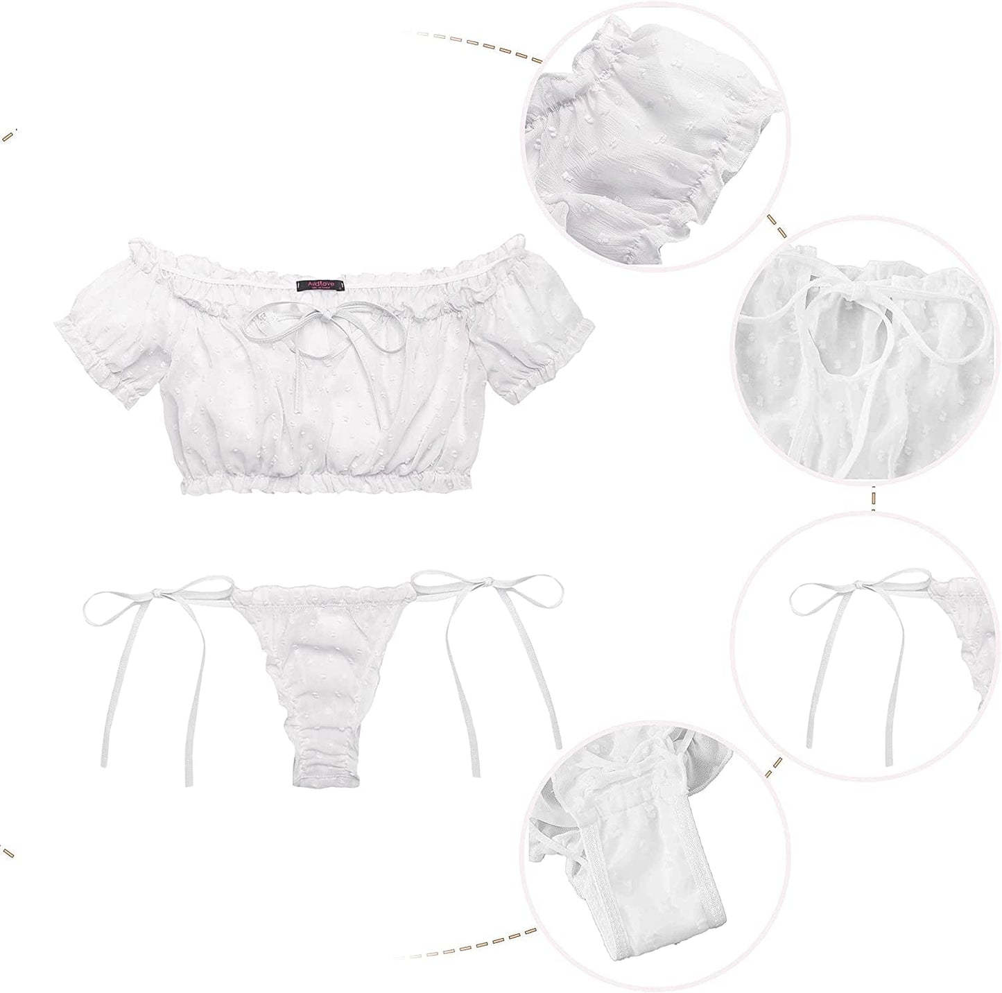Avidlove Bra and Panty Set Ruffle Lingerie Set Mesh Babydoll Chemise
