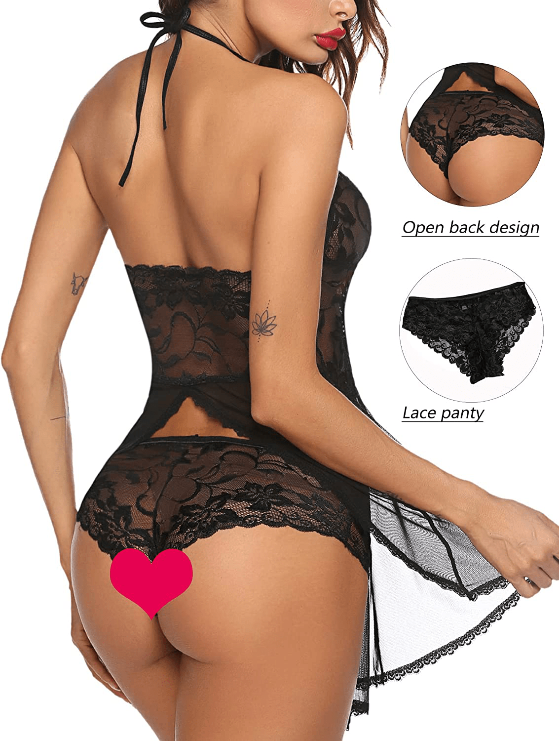 Avidlove Lingerie for Women Lace Babydoll Halter Chemise V Neck Nightgown Sexy Sleepwear Nightdress Apparel & Accessories > Clothing > Underwear & Socks > Lingerie Kylie Max