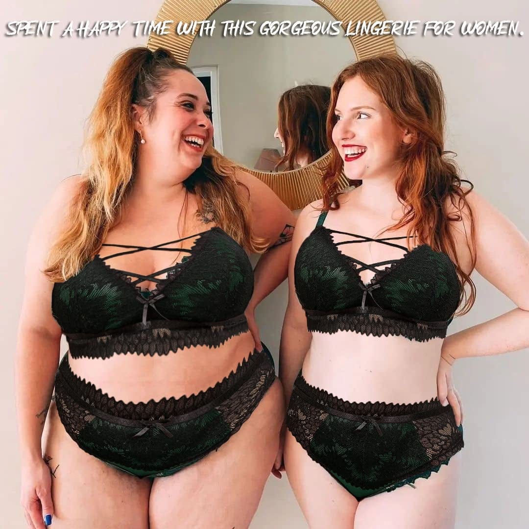 Avidlove plus Size Lingerie for Women Sexy Mesh Bra and Panty Set with Garter Straps L-5XL