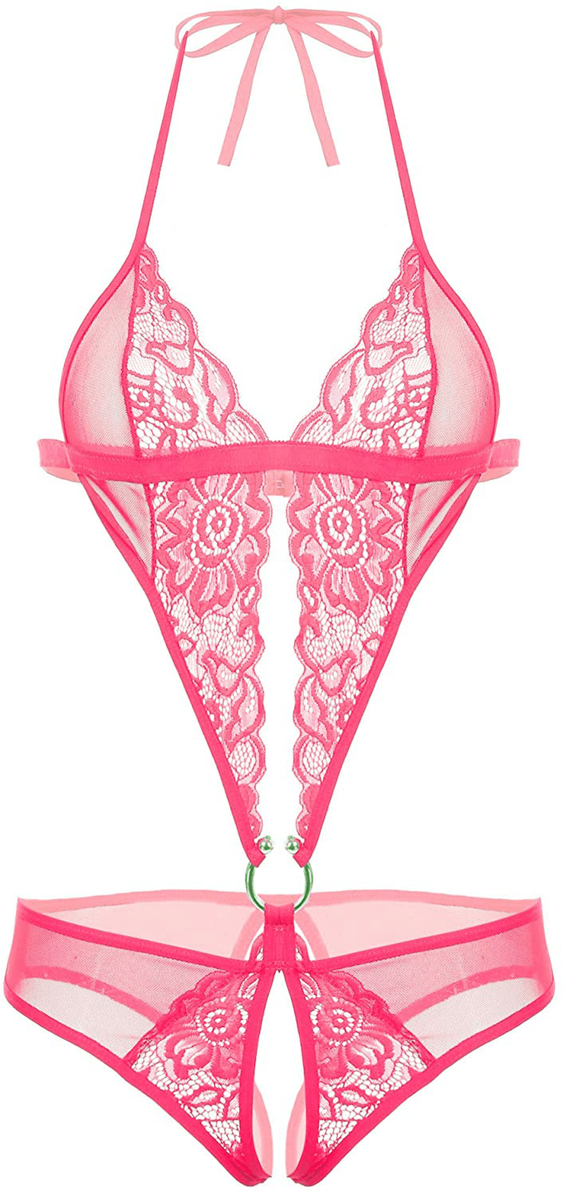 Avidlove Women Deep V Lingerie Lace Teddy One Piece Babydoll Mini Bodysuit Apparel & Accessories > Clothing > Underwear & Socks > Lingerie Avidlove Rose Red Large