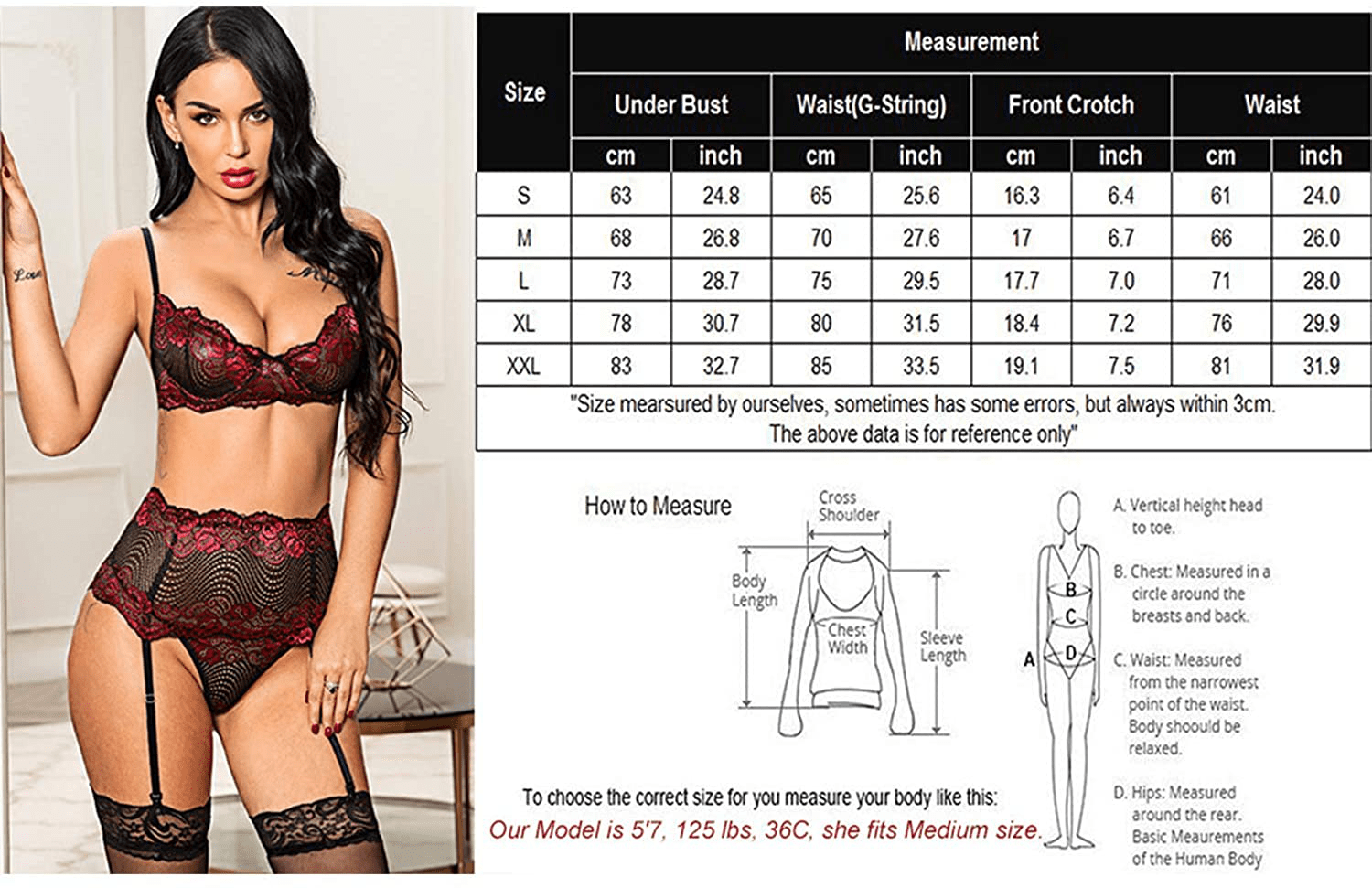 Avidlove Women Lingerie Set with Garter Belts Sexy Bra and Panty Underwire Lingerie Sets Apparel & Accessories > Clothing > Underwear & Socks > Lingerie Kylie Max