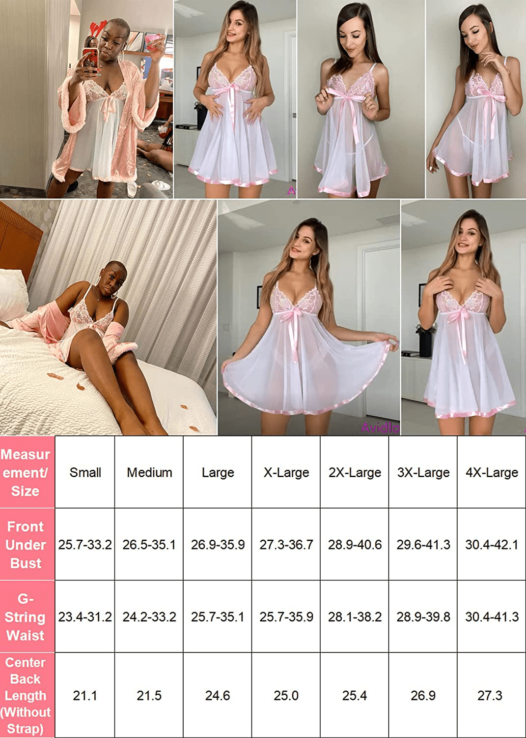 Avidlove Women'S Lingerie Lace Babydoll Strap Chemise Mesh Sleepwear Outfits Apparel & Accessories > Clothing > Underwear & Socks > Lingerie Kylie Max