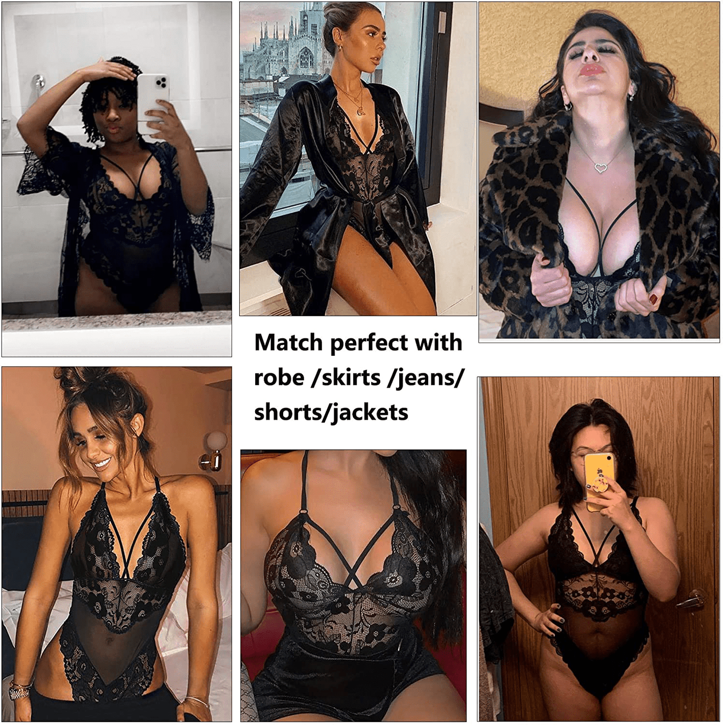 Avidlove Womens Snap Crotch Lingerie Lace Teddy One Piece Babydoll Sexy Mini Bodysuit Apparel & Accessories > Clothing > Underwear & Socks > Lingerie Avidlove