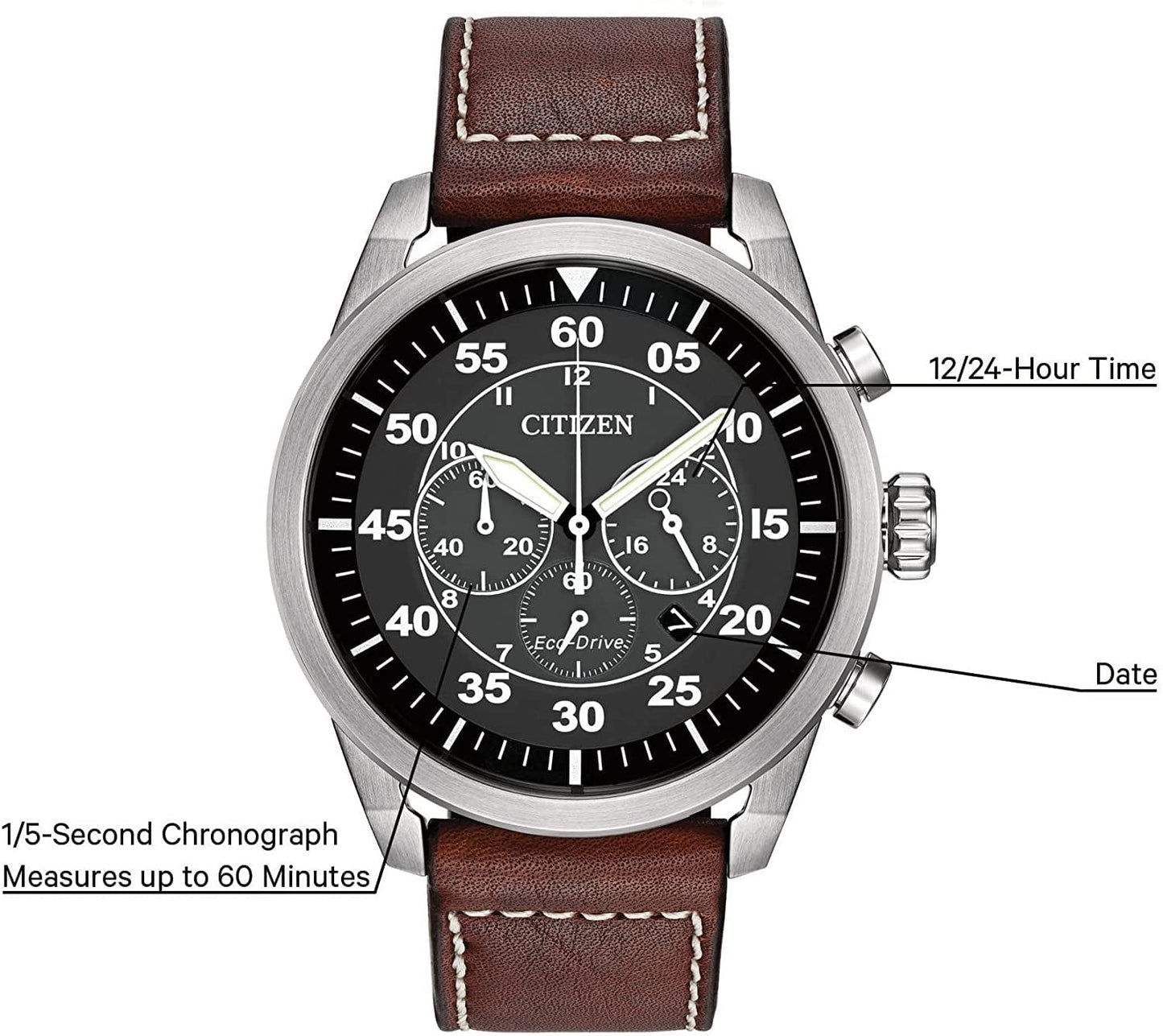 Avion Eco-Drive Men'S Watch Brown