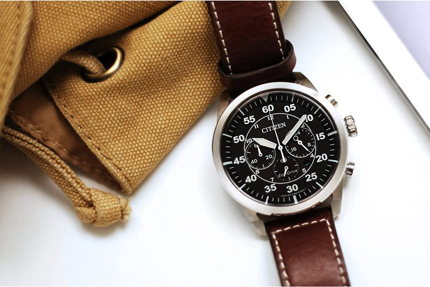 Avion Eco-Drive Men'S Watch Brown