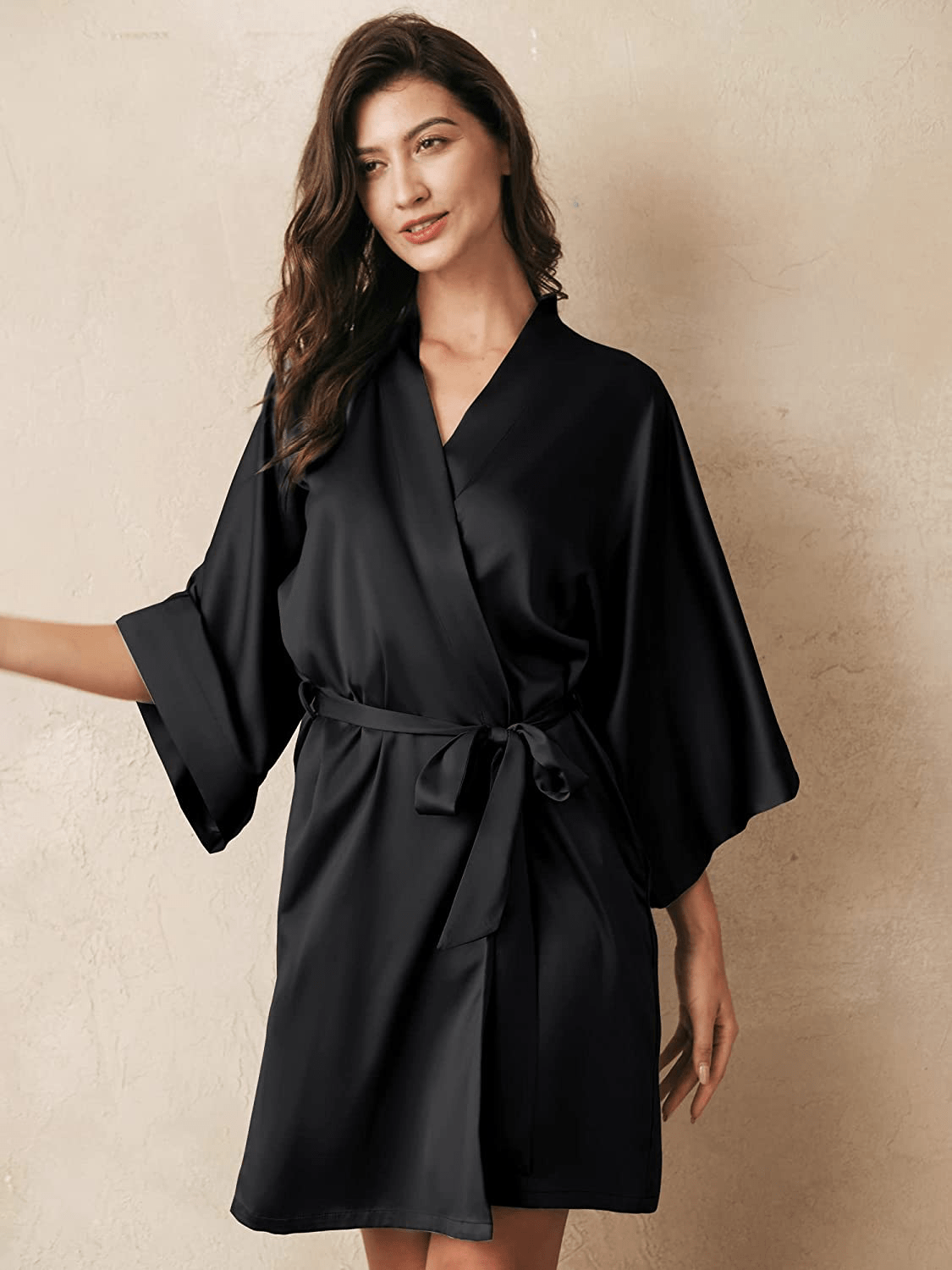 AW BRIDAL Women'S Silk Robe Satin Kimono Robe for Bride Bridesmaids Short Bridal Party Robes Wedding Loungewear XS-XXL Apparel & Accessories > Clothing > Sleepwear & Loungewear > Robes AW BRIDAL