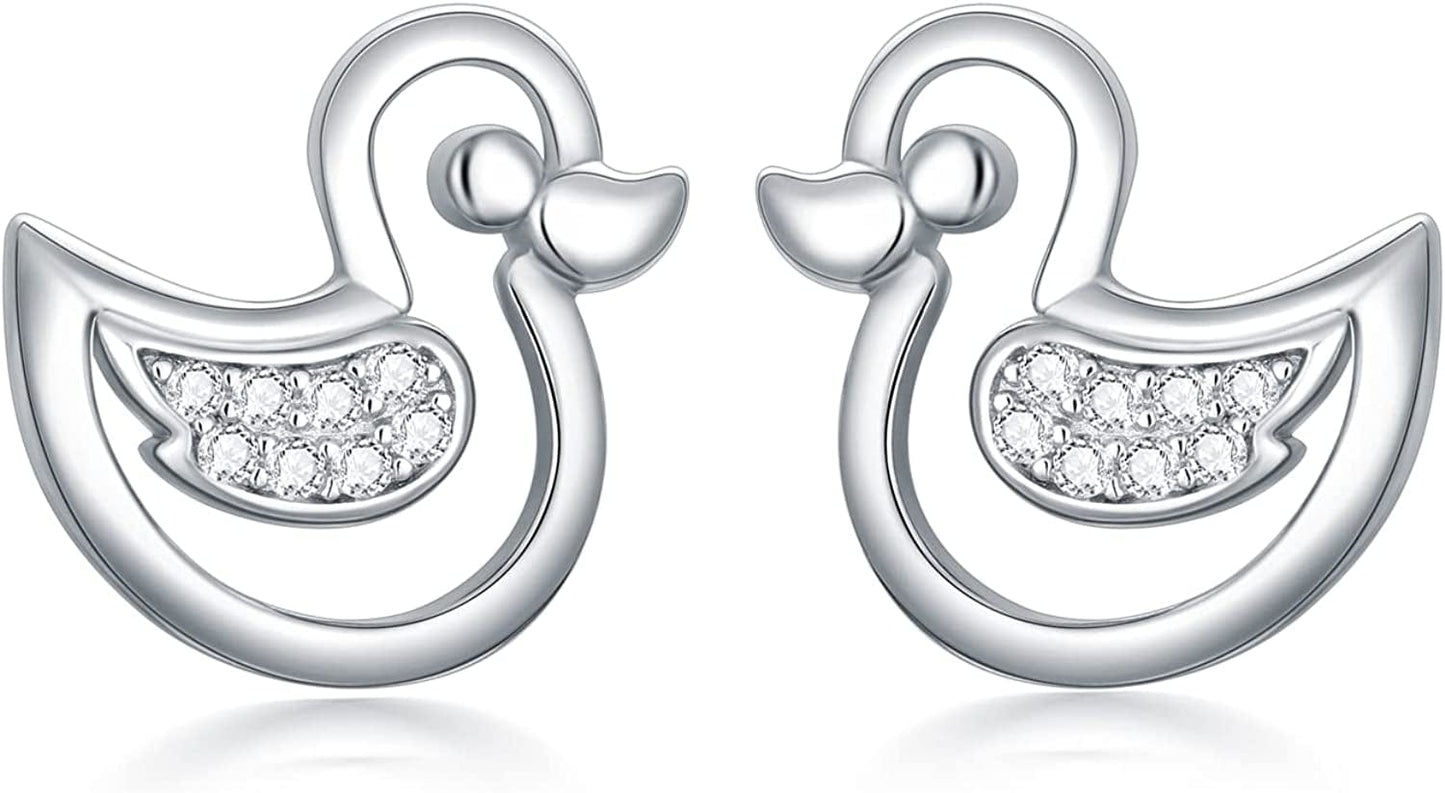 Axolotl/Snake/Frog/Sloth/Guinea Pig/Rhinoceros925 Sterling Silver Animal Studs… Duck