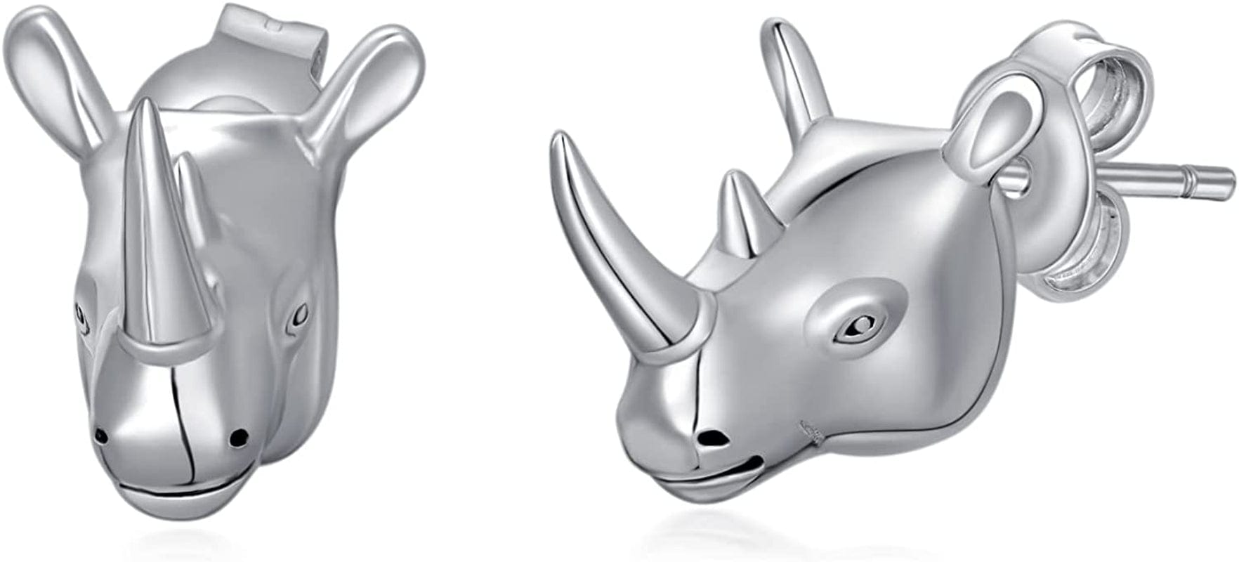 Axolotl/Snake/Frog/Sloth/Guinea Pig/Rhinoceros925 Sterling Silver Animal Studs… Rhinoceros