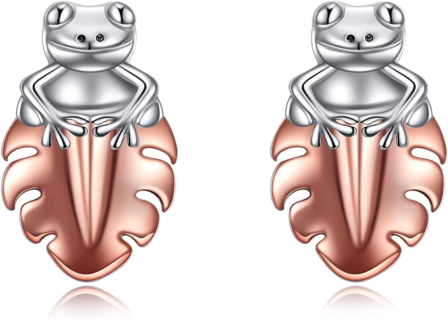 Axolotl/Snake/Frog/Sloth/Guinea Pig/Rhinoceros925 Sterling Silver Animal Studs… Frog