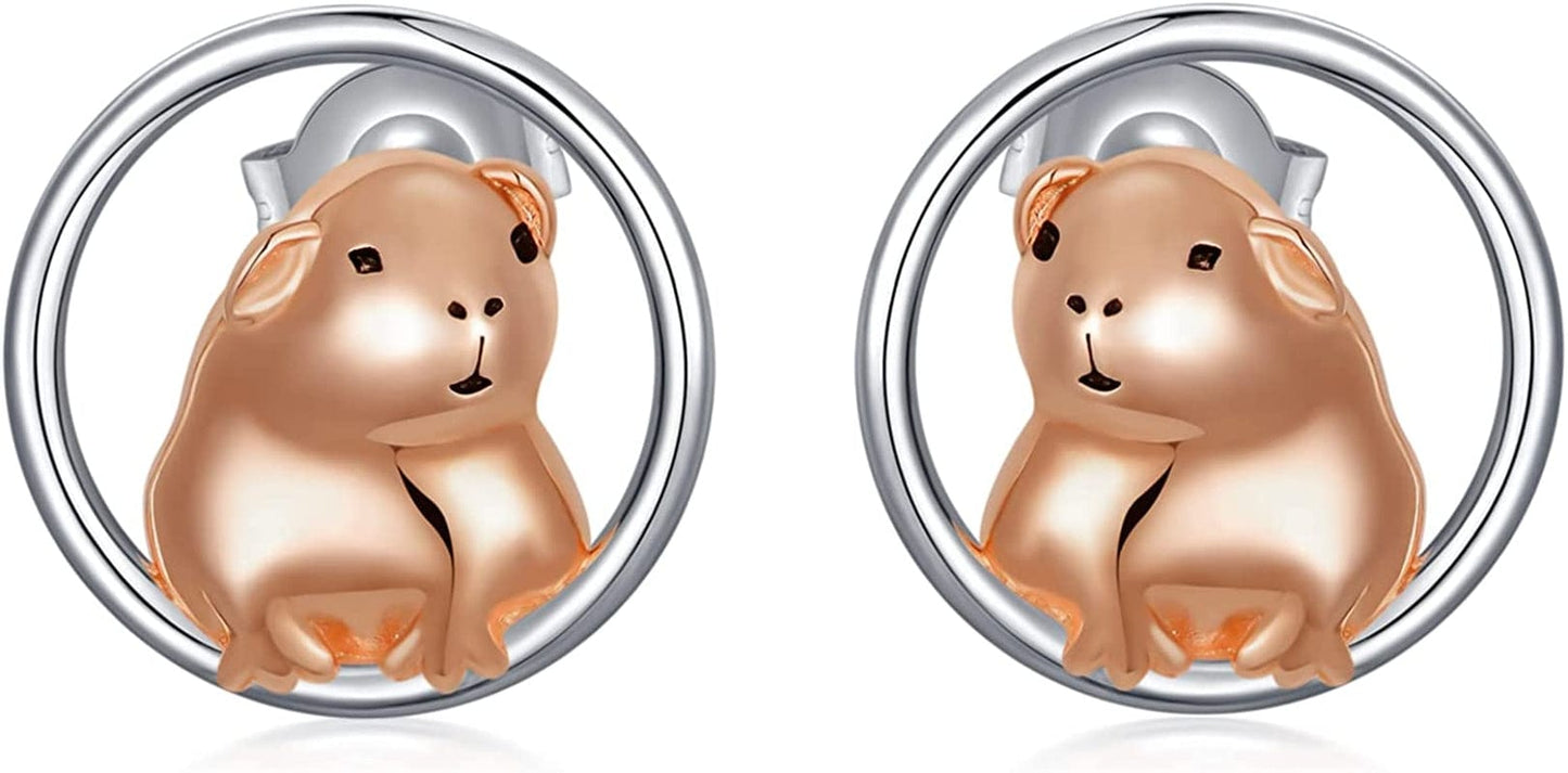 Axolotl/Snake/Frog/Sloth/Guinea Pig/Rhinoceros925 Sterling Silver Animal Studs… Guinea Pig