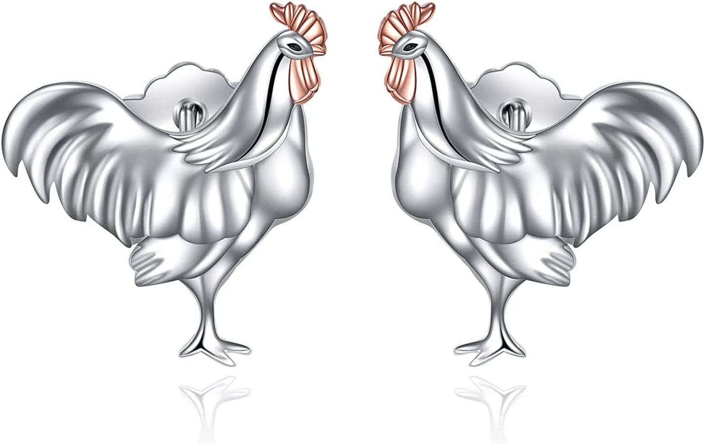 Axolotl/Snake/Frog/Sloth/Guinea Pig/Rhinoceros925 Sterling Silver Animal Studs… Chicken