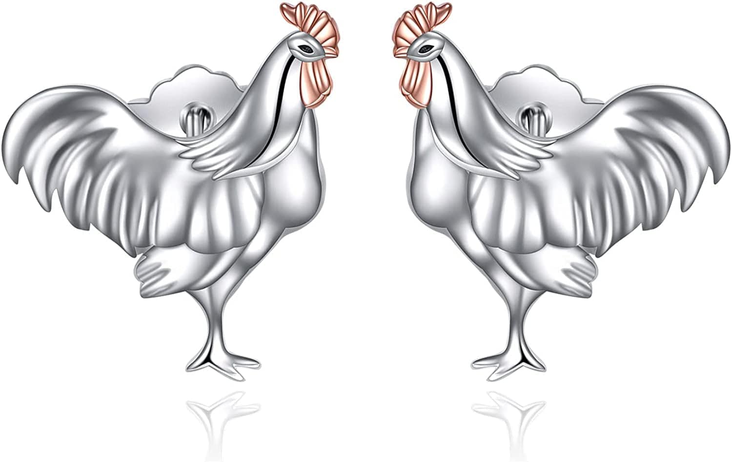 Axolotl/Snake/Frog/Sloth/Guinea Pig/Rhinoceros925 Sterling Silver Animal Studs… Chicken