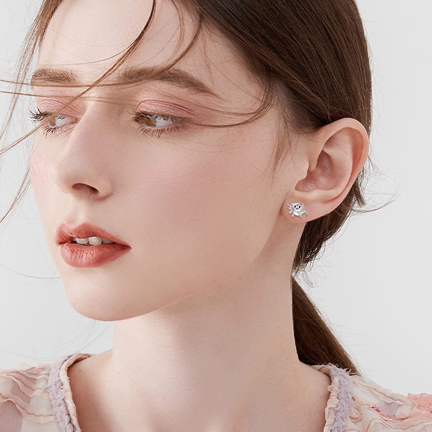 Axolotl/Snake/Frog/Sloth/Guinea Pig/Rhinoceros925 Sterling Silver Animal Studs…