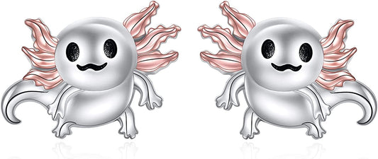Axolotl/Snake/Frog/Sloth/Guinea Pig/Rhinoceros925 Sterling Silver Animal Studs… Axolotl