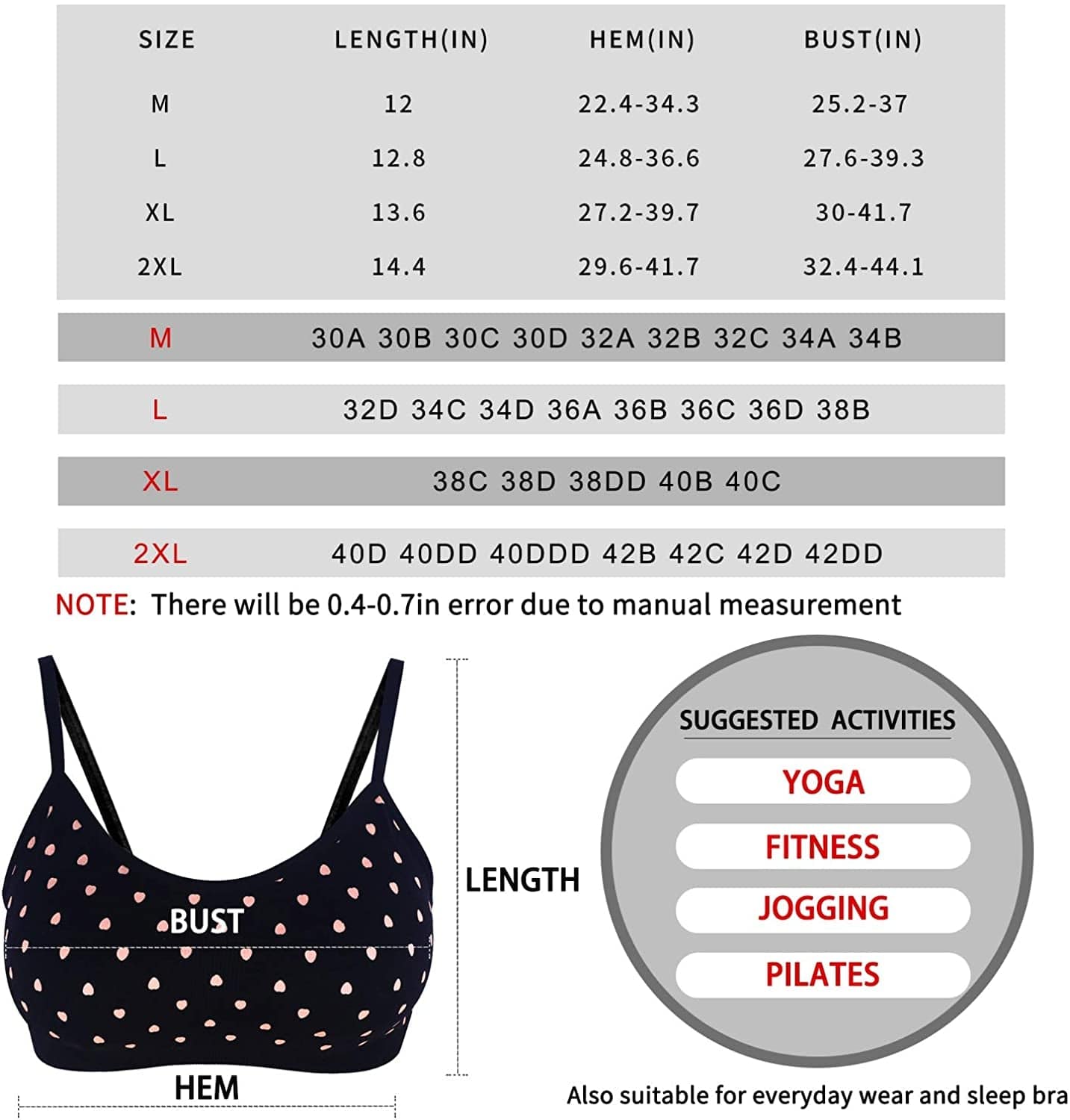 B.BANG Padded Bralettes for Women Seamless Strappy Sports Bra Comfortable Mini Yoga Camisole Bras