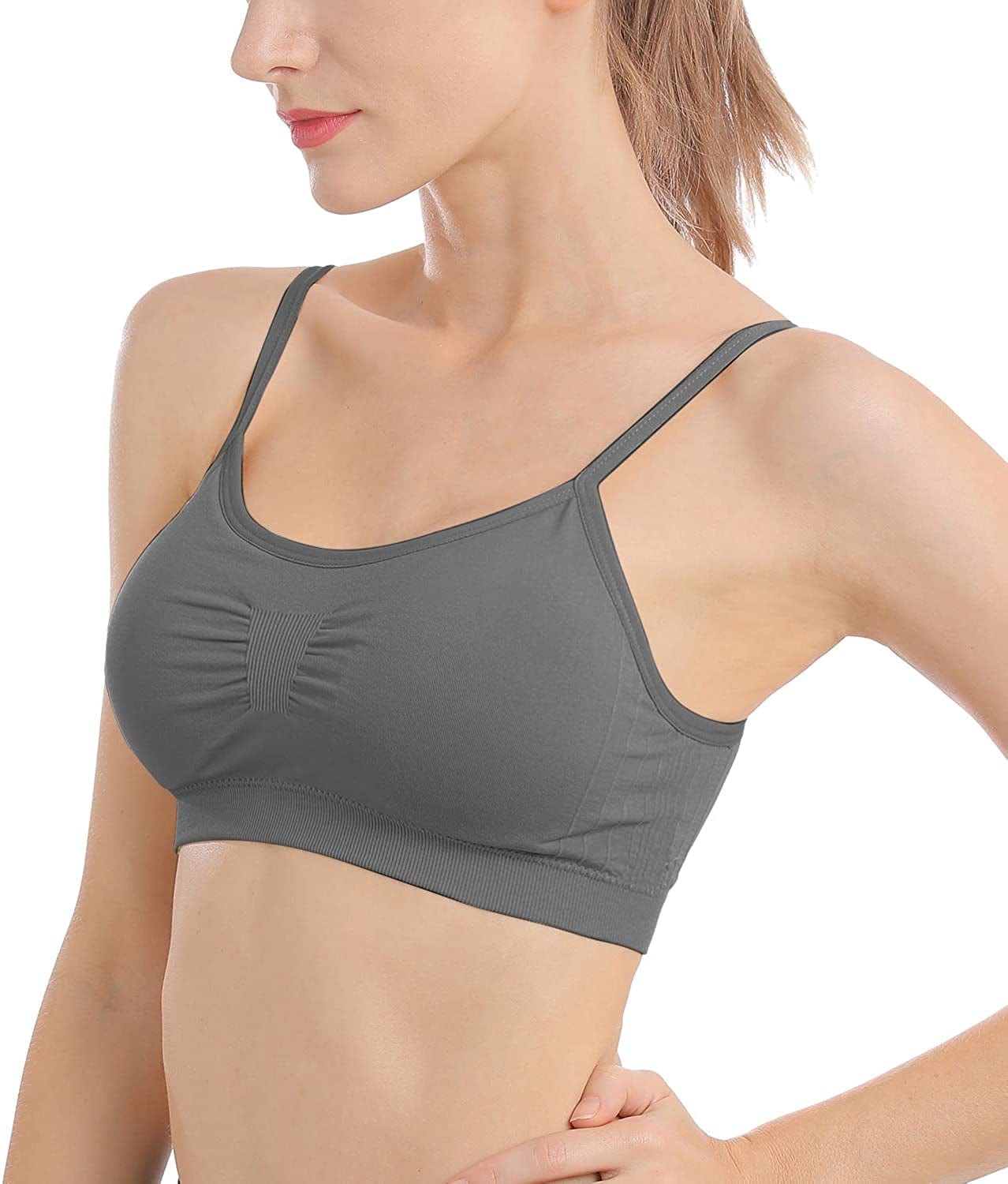B.BANG Padded Bralettes for Women Seamless Strappy Sports Bra Comfortable Mini Yoga Camisole Bras