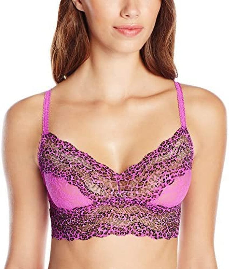 B.Tempt'D by Wacoal Women'S Lace Kiss Bralette Purple Cactus Flower/Animal / Large