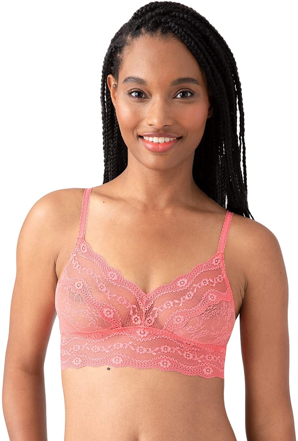 B.Tempt'D by Wacoal Women'S Lace Kiss Bralette Super Pink / Medium