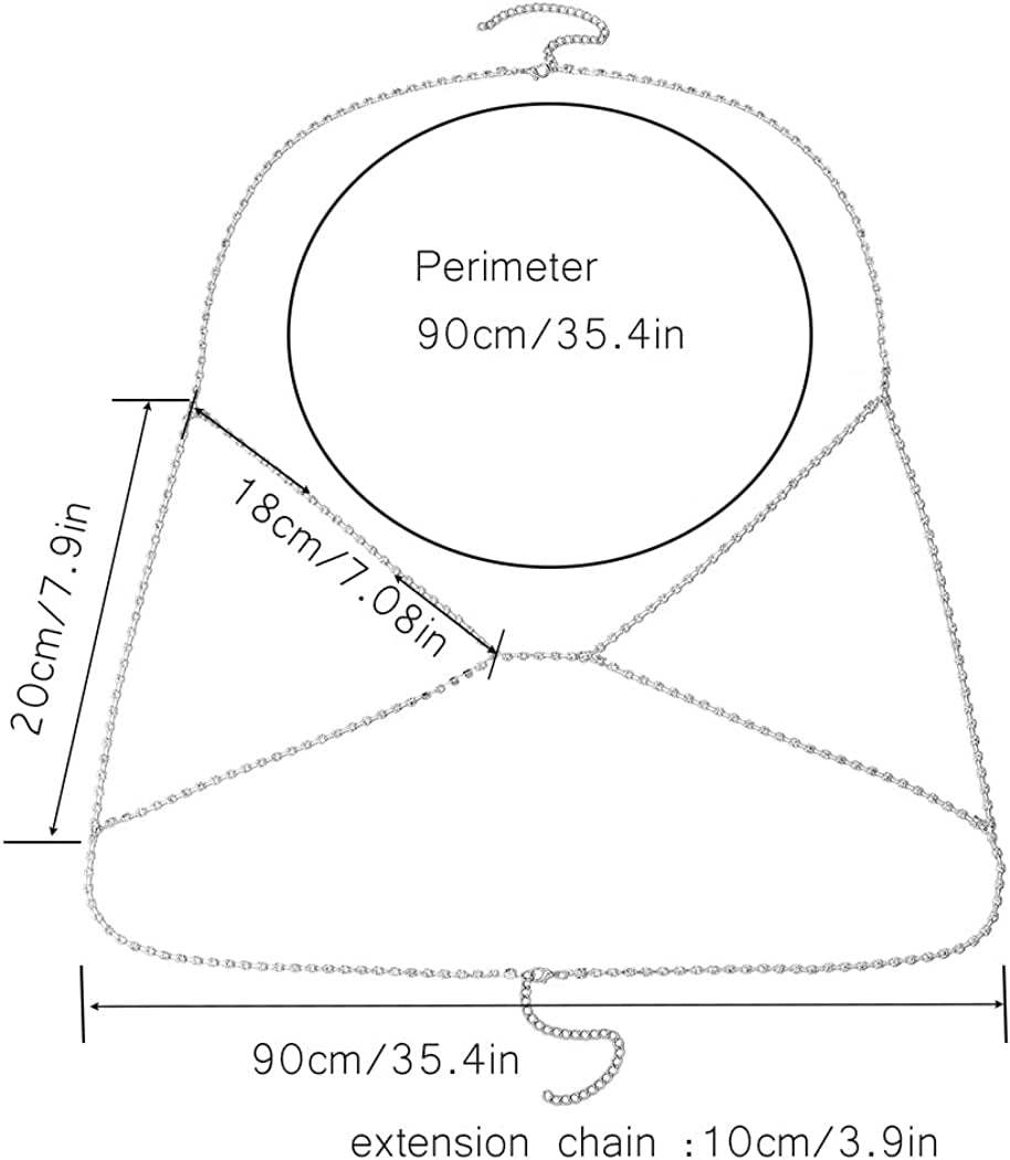 Woeoe Rhinestone Chain Bra Crystal Body Chains for Women Necklace Sexy Bikini Nightclub Body Chain Jewelry Apparel & Accessories > Jewelry > Body Jewelry Woeoe