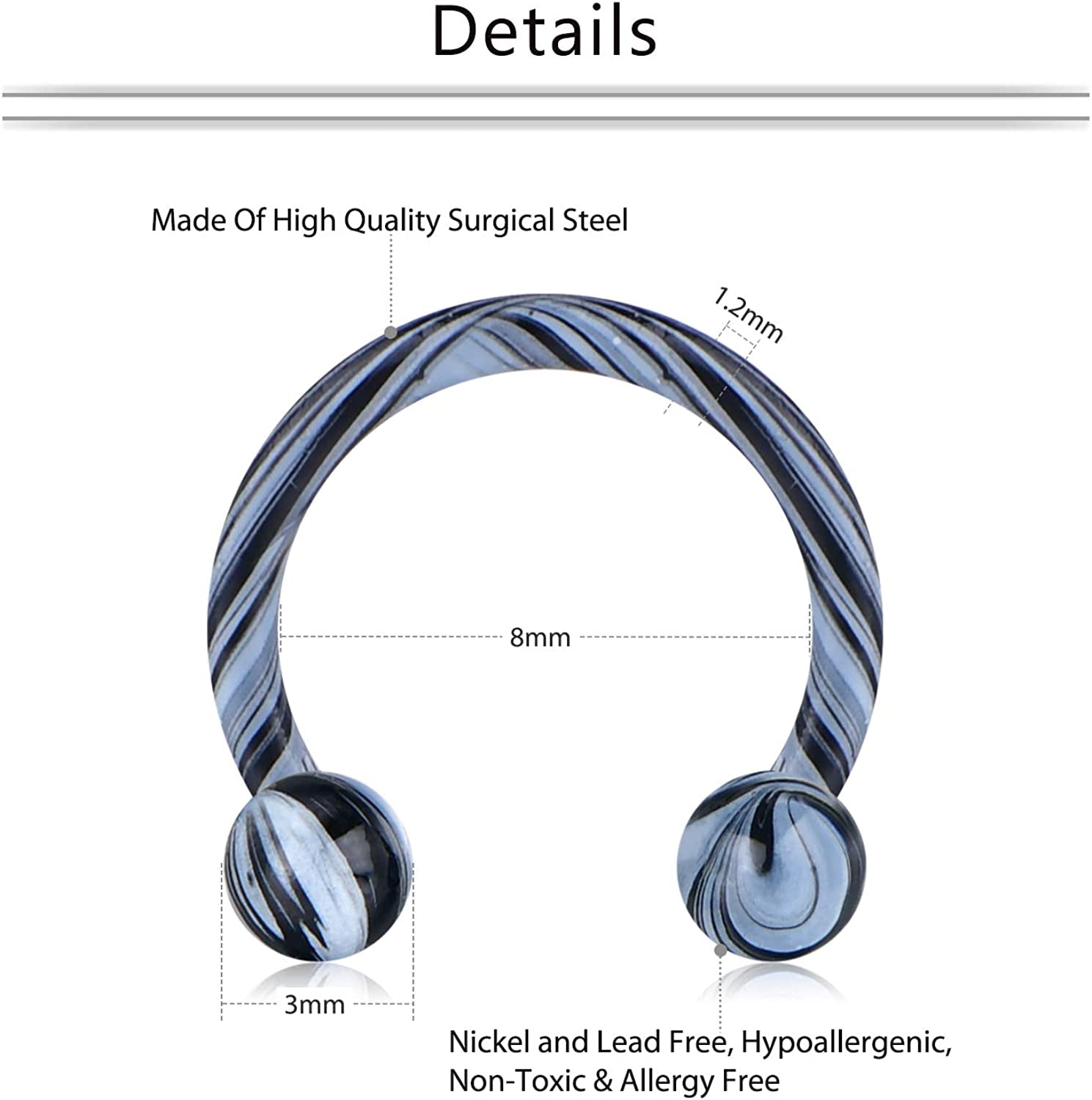 Mayhoop 16G Surgical Steel Horseshoe Nose Septum Rings Piercing Jewelry Cartilage Helix Tragus Earring Hoop Lip Horseshoe Piercing Retainer for Women Men 6Mm 8Mm 10Mm Apparel & Accessories > Jewelry > Rings Mayhoop