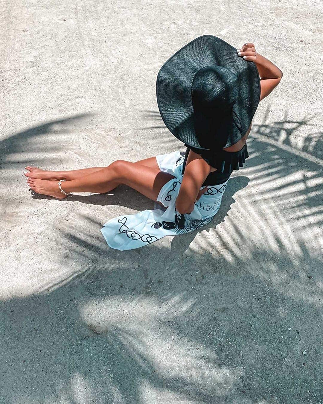 Lanzom Womens 5.5 Inches Big Bowknot Straw Hat Large Floppy Foldable Roll up Beach Cap Sun Hat UPF 50+ Apparel & Accessories > Clothing Accessories > Hats Lanzom