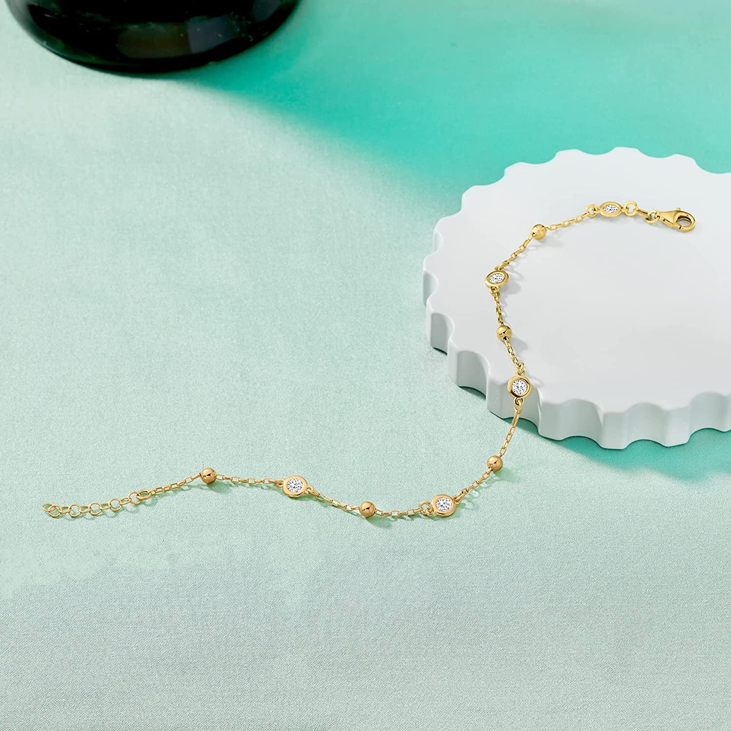 Ross-Simons Italian 1.15 Ct. T.W. Bezel-Set CZ Station Anklet Apparel & Accessories > Jewelry > Anklets Ross-Simons