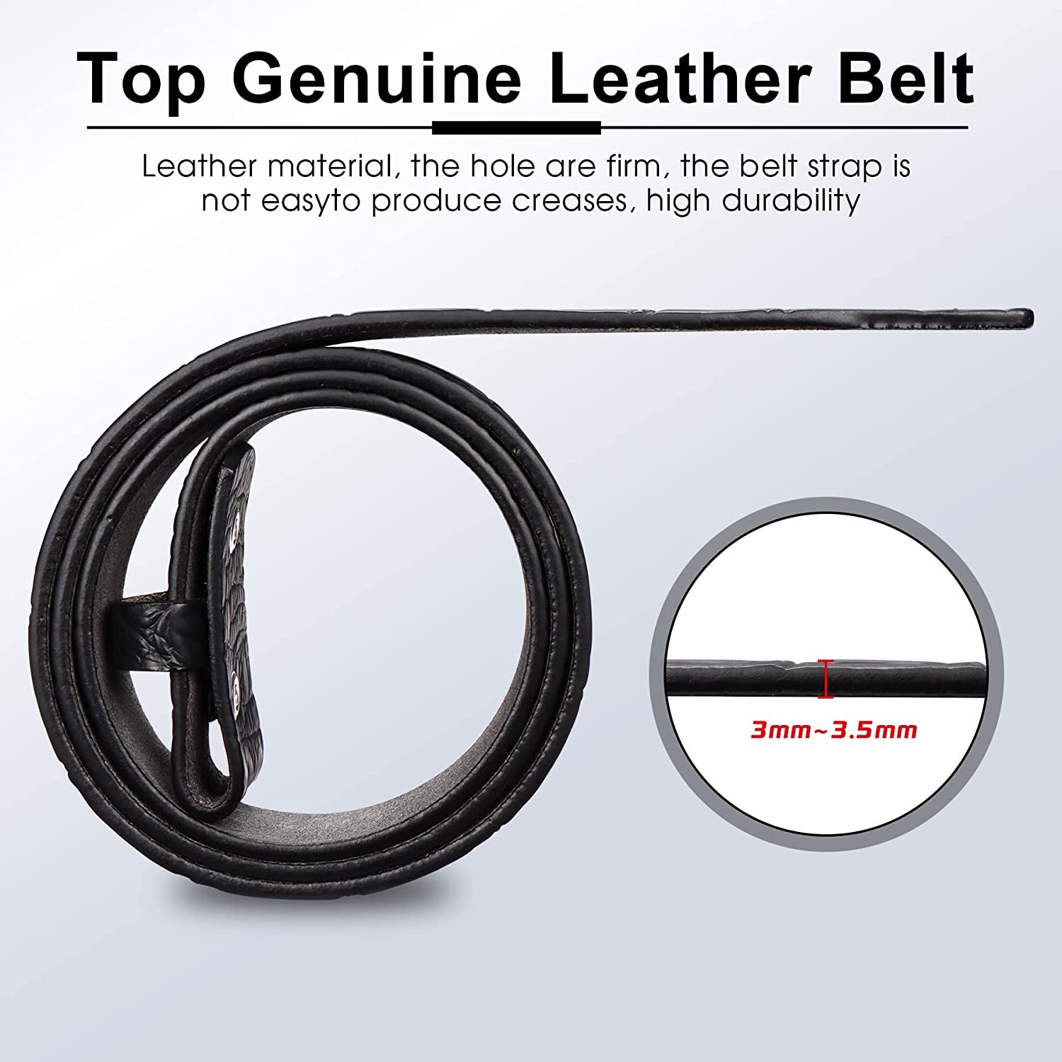 HJONES Men’S Replacement Belt No Buckle Belt Strap, Men'S Leather Belt with Silver Snap on Belt without Buckle 1 1/2” Wide Apparel & Accessories > Clothing Accessories > Belts HJones