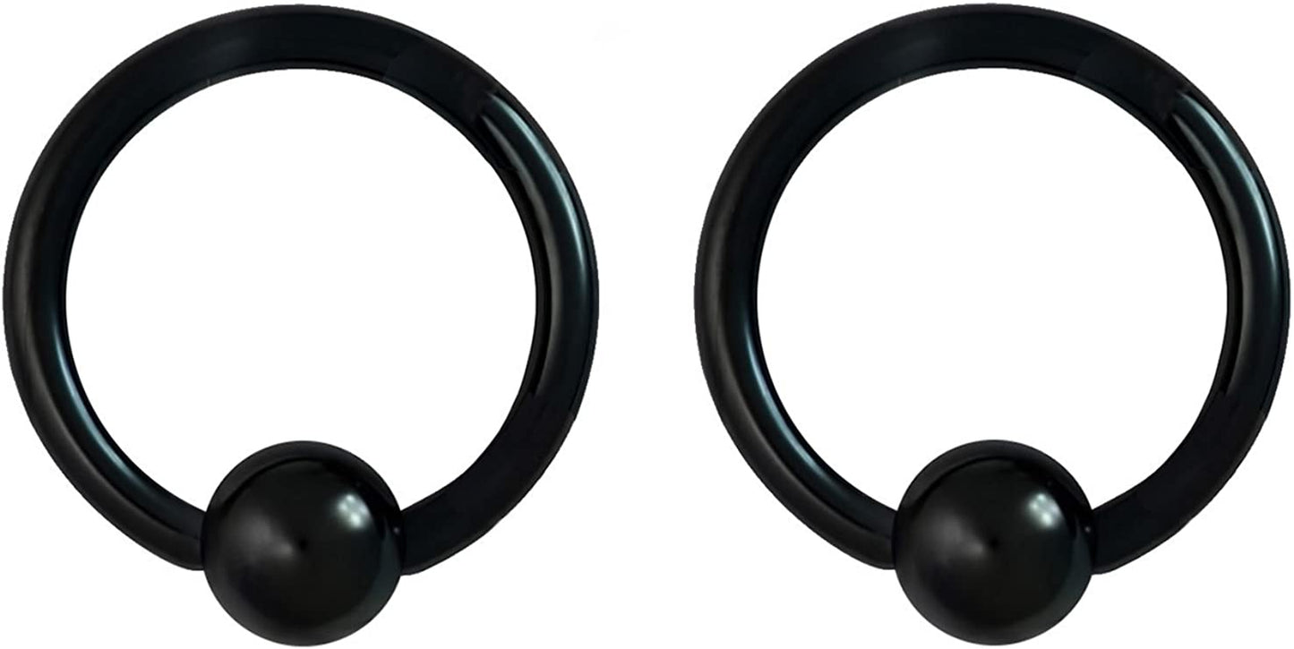 Forbidden Body Jewelry 316L Surgical Steel Captive Bead Piercing Hoop (Pair) 10G 12G 14G 16G 18G 20G, Diameter 6 to 12Mm Black and Rainbow Apparel & Accessories > Jewelry > Rings Forbidden Body Jewelry Black: 14g, 10mm